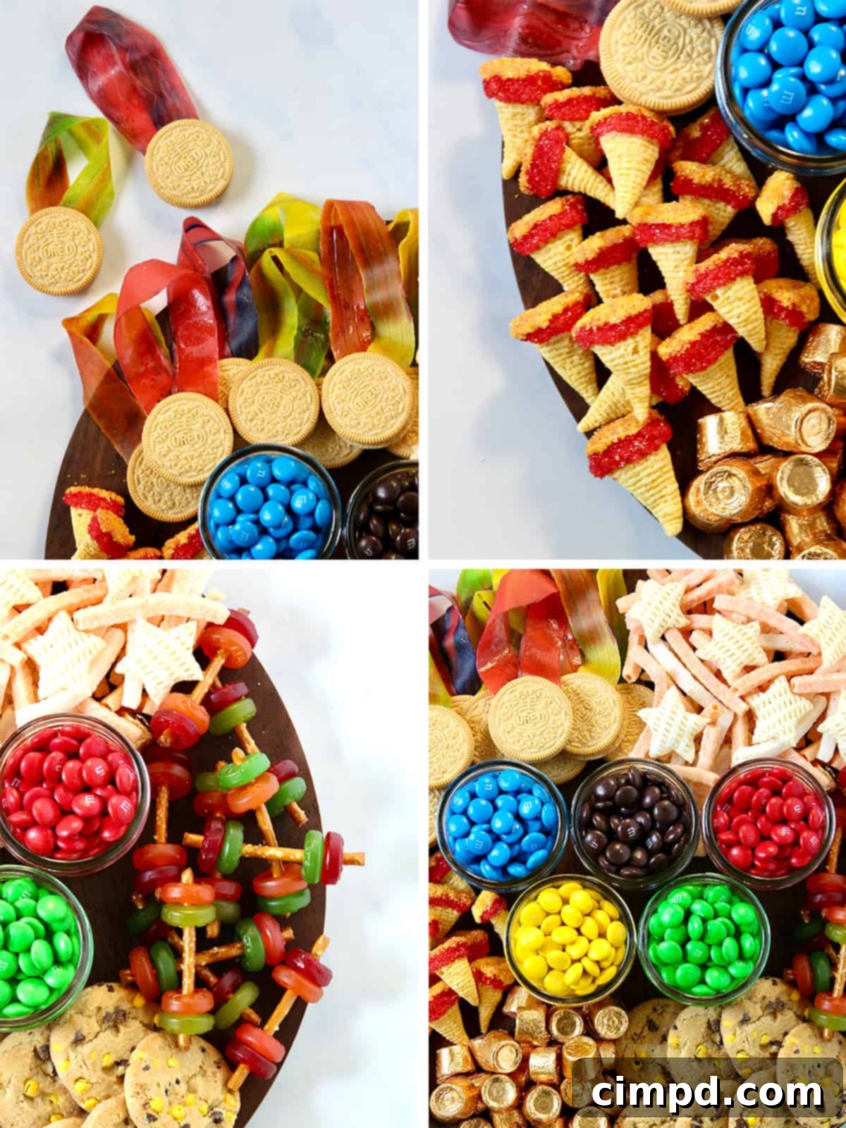 Steps to make the Olympics Snack Board by The BakerMama