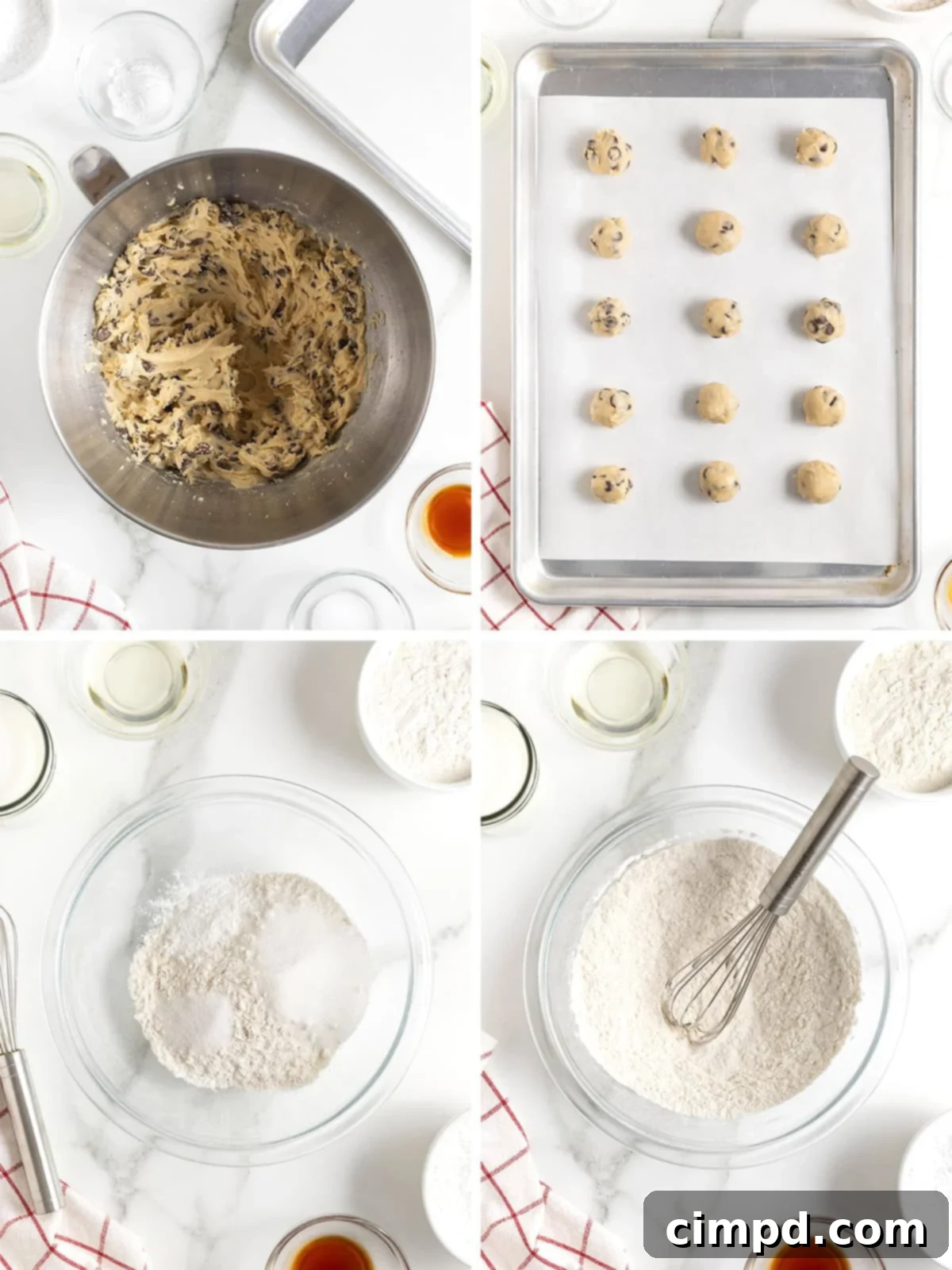 The process of making fried cookie dough continues, showing the step-by-step preparation of the light and airy batter.