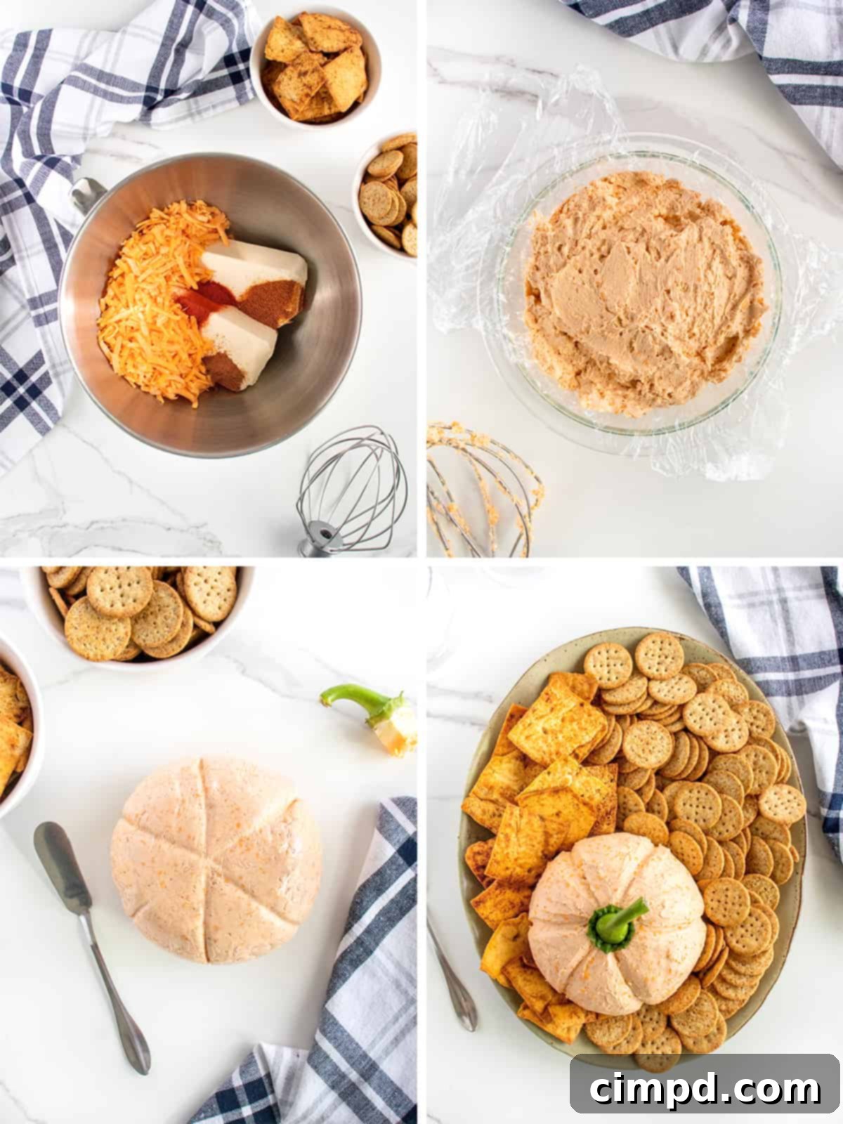 Steps to make a pumpkin cheeseball.