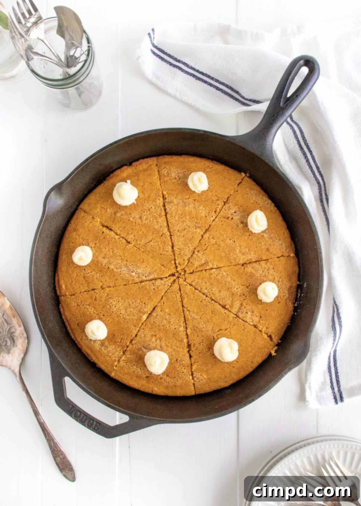 Spiced Pumpkin Cornbread 6 Serving suggestion for Pumpkin Cornbread, beautifully presented.