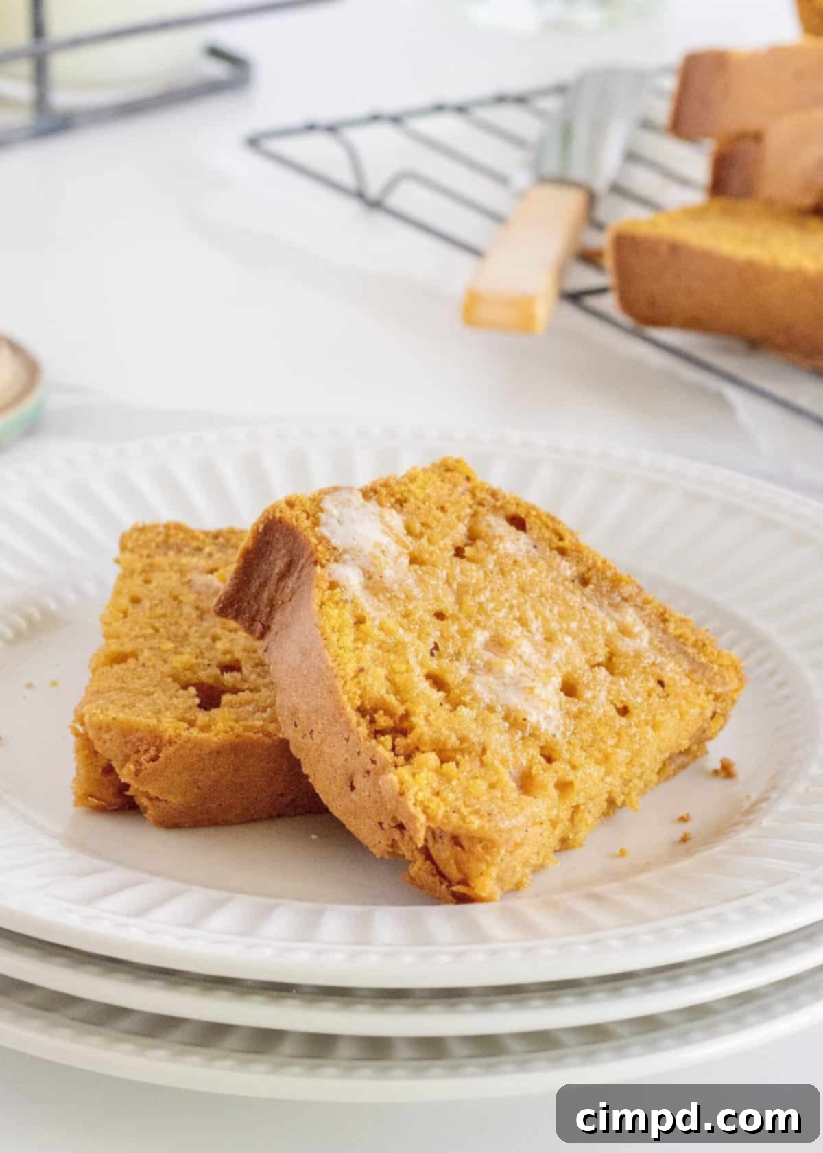 Close-up of the moist interior of Perfect Pumpkin Bread