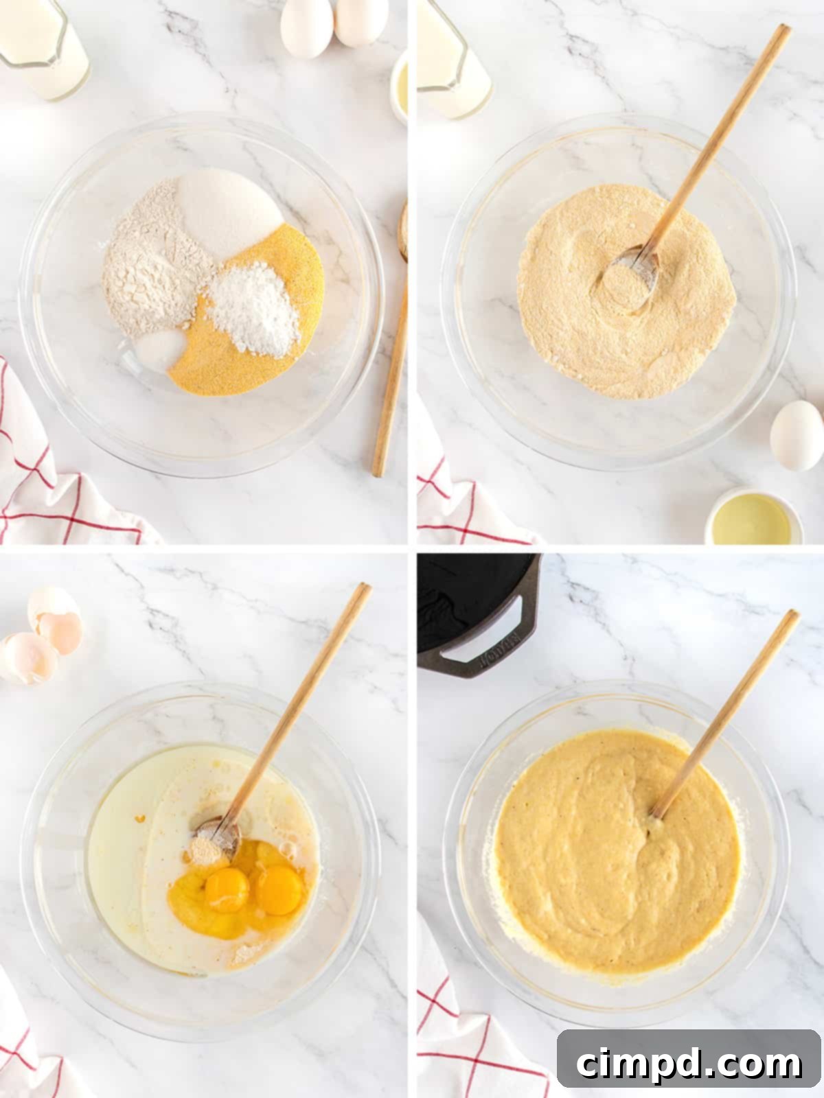 Steps to make sweet cornbread.