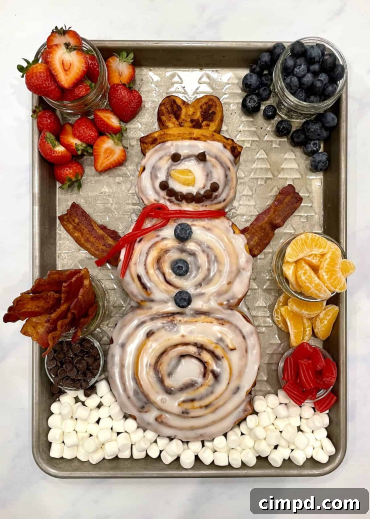 Cinnamon Snowman Breakfast Tray with side dishes