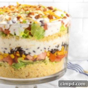 Southern Stacked Cornbread Medley 9 Layered Cornbread Salad with vibrant ingredients