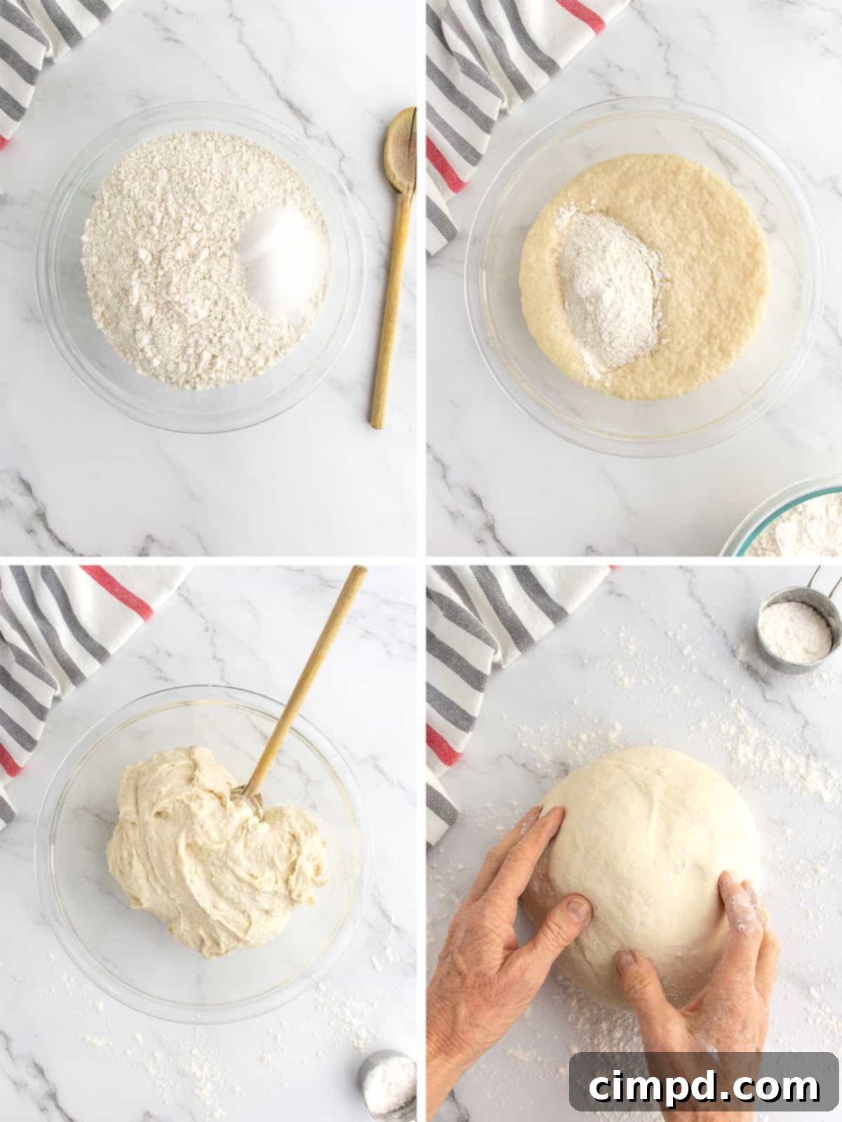 The dough for 5-Ingredient Homemade French Bread after its first rise, perfectly doubled in bulk and ready for shaping.