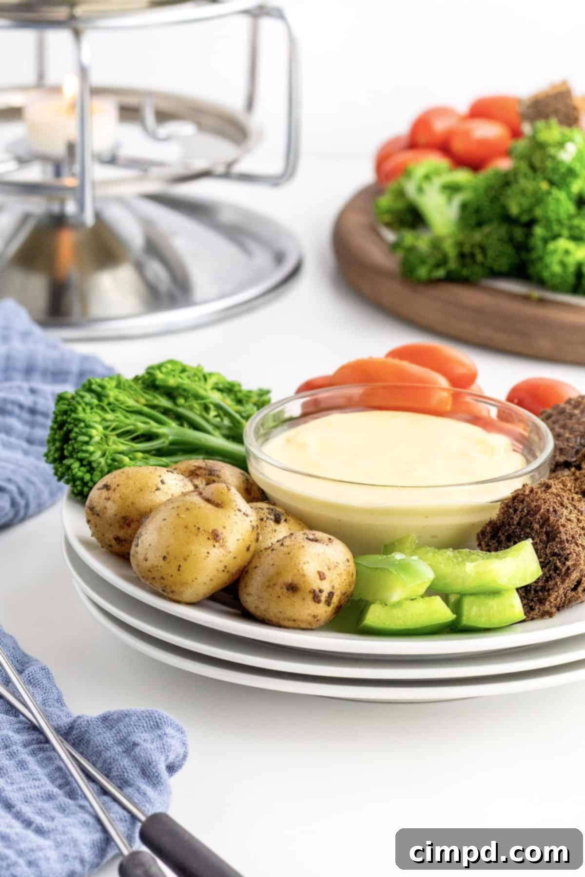 Three Cheese Fondue by The BakerMama