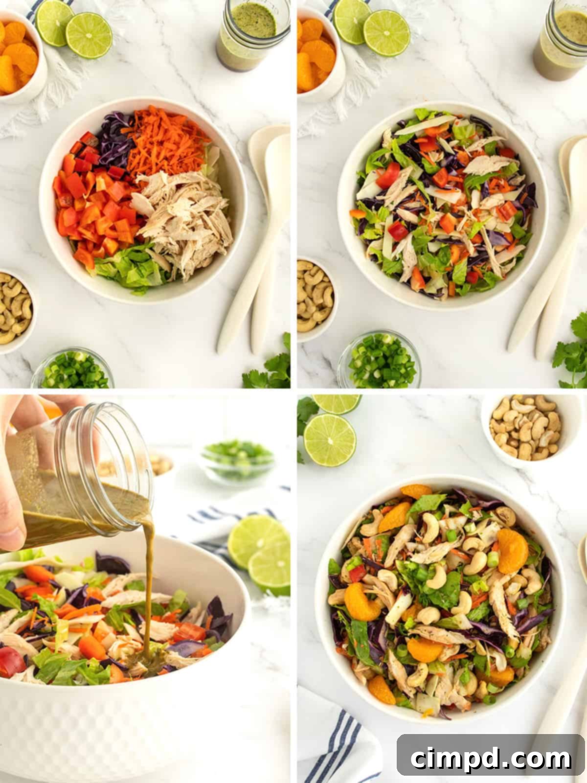 Ginger Sesame Chicken Salad 6 Beautifully plated Asian Chopped Chicken Salad ready to serve