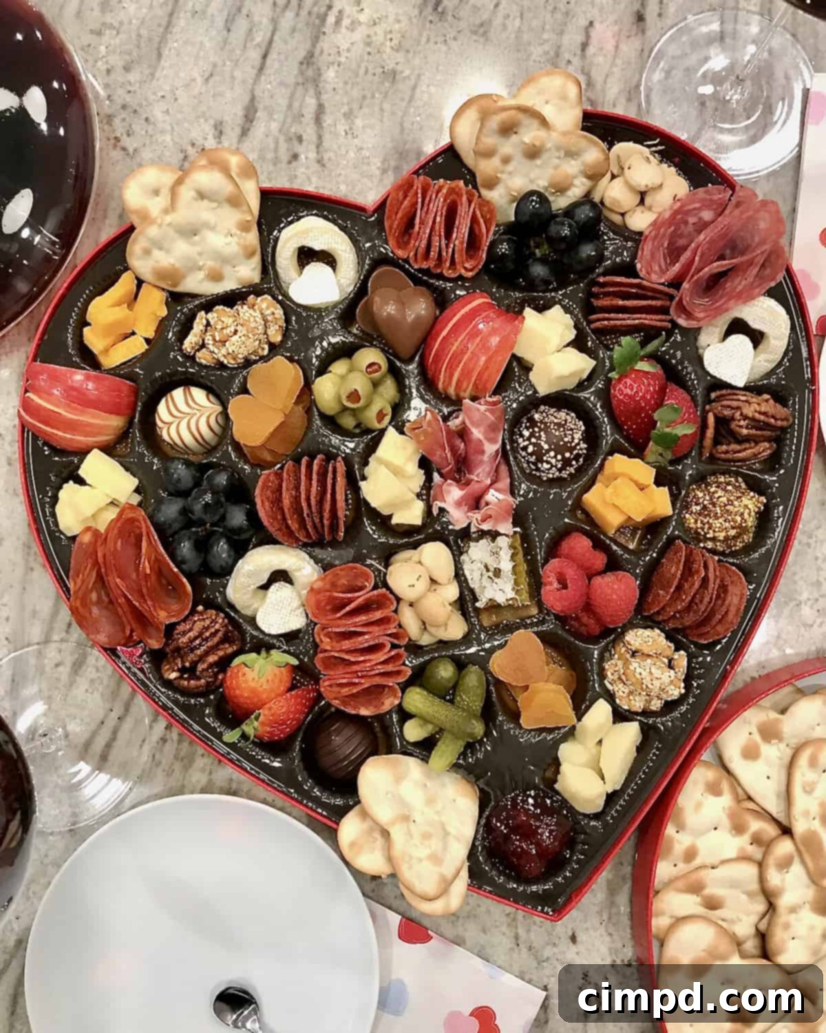 Ready-to-serve Cheese and Charcuterie Heart Box.