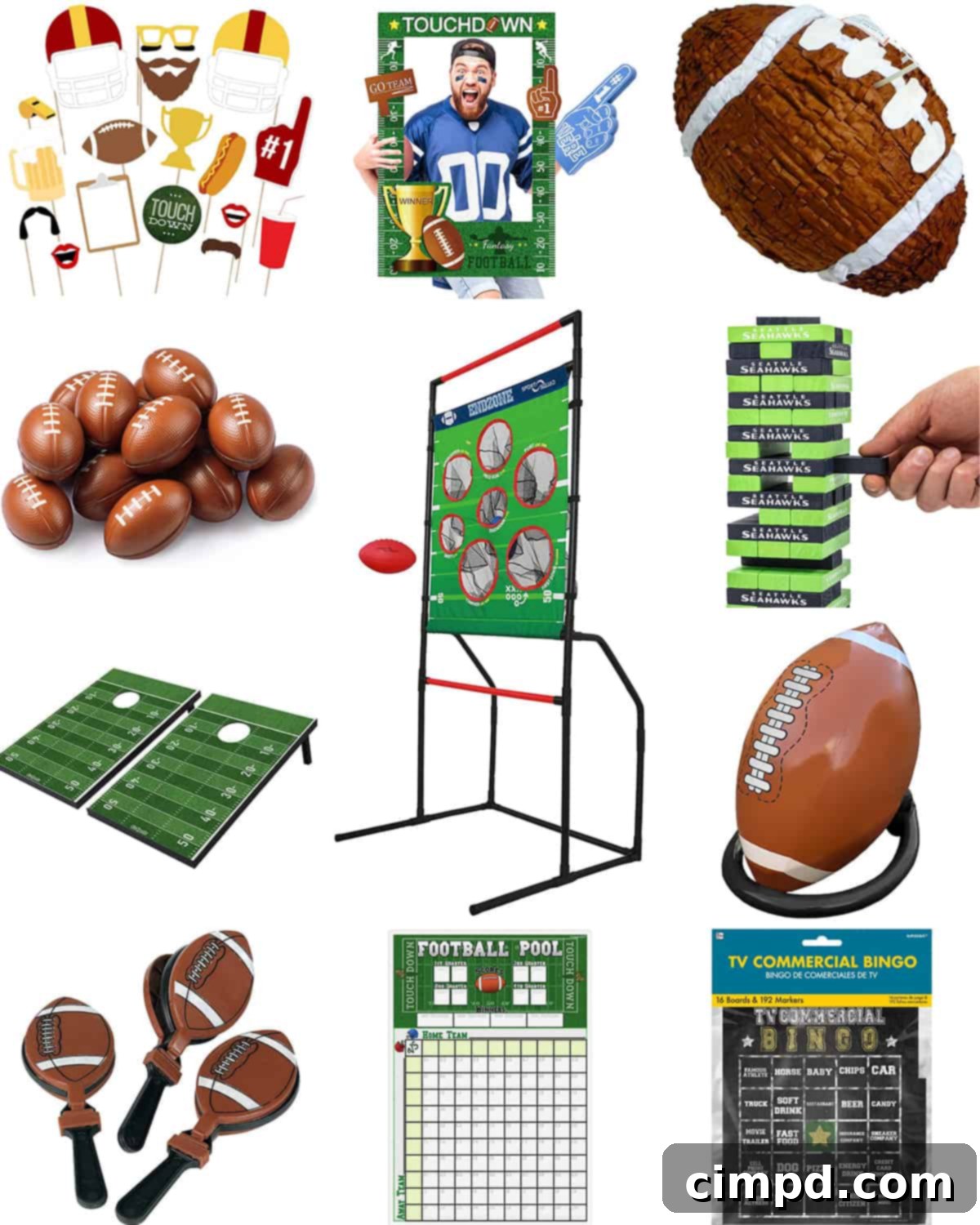 Epic Gatherings Playbook 5 Game Day entertainment ideas including games, photo booth props, and interactive activities