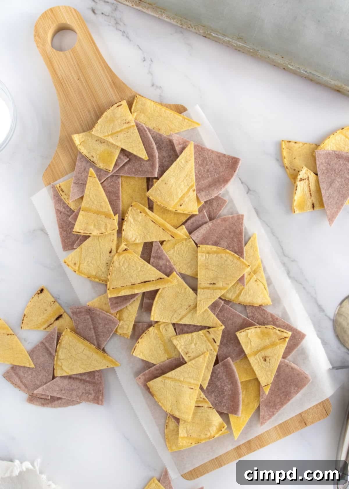 Cutting Corn Tortillas into Wedges