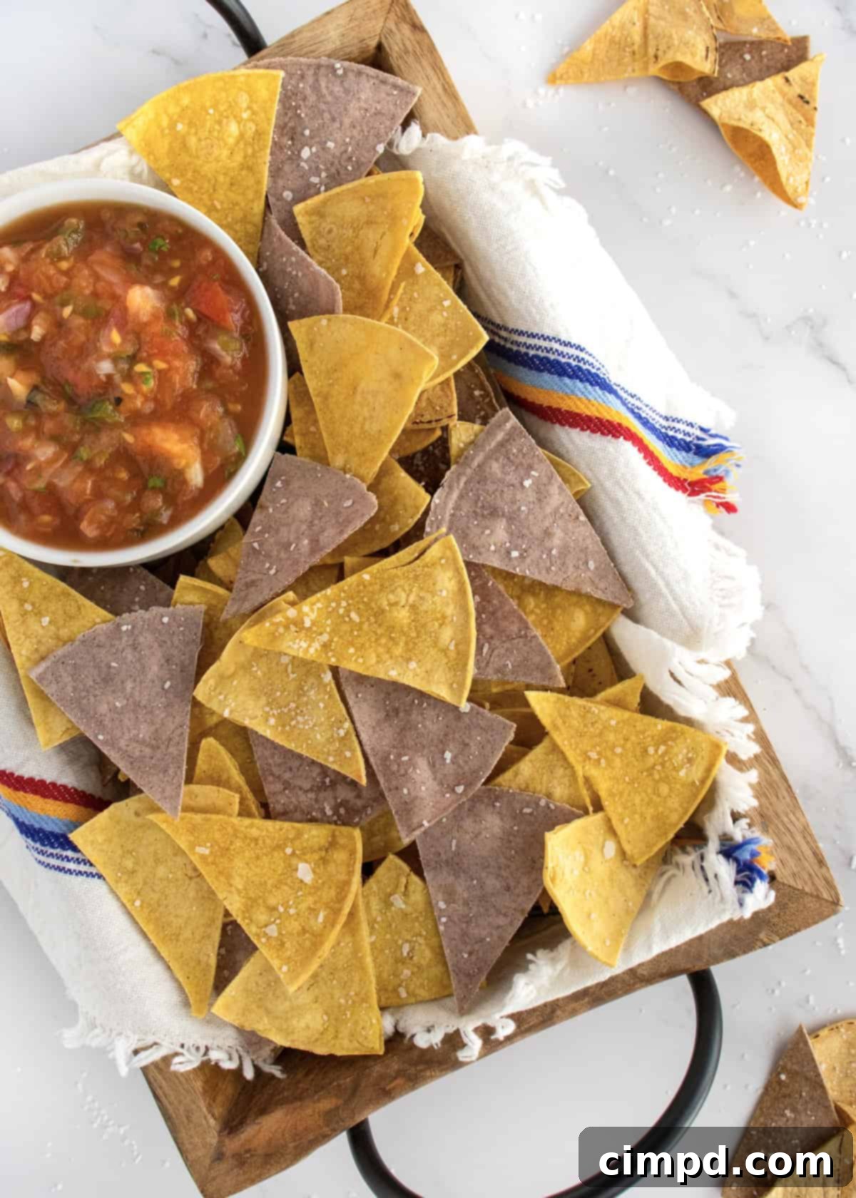 Pile of Crispy Baked Corn Tortilla Chips