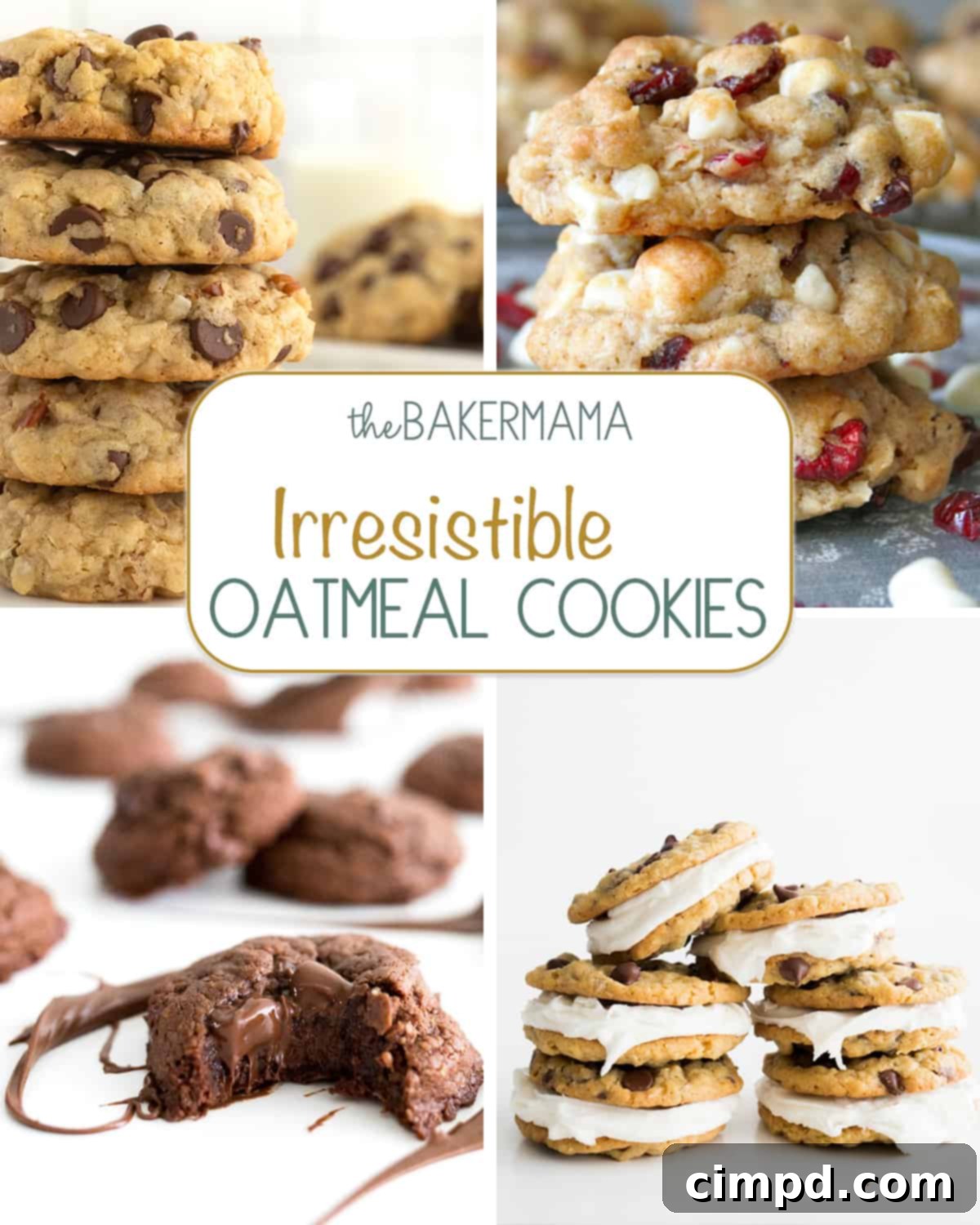 A diverse assortment of oatmeal cookies, showcasing different textures and ingredients.
