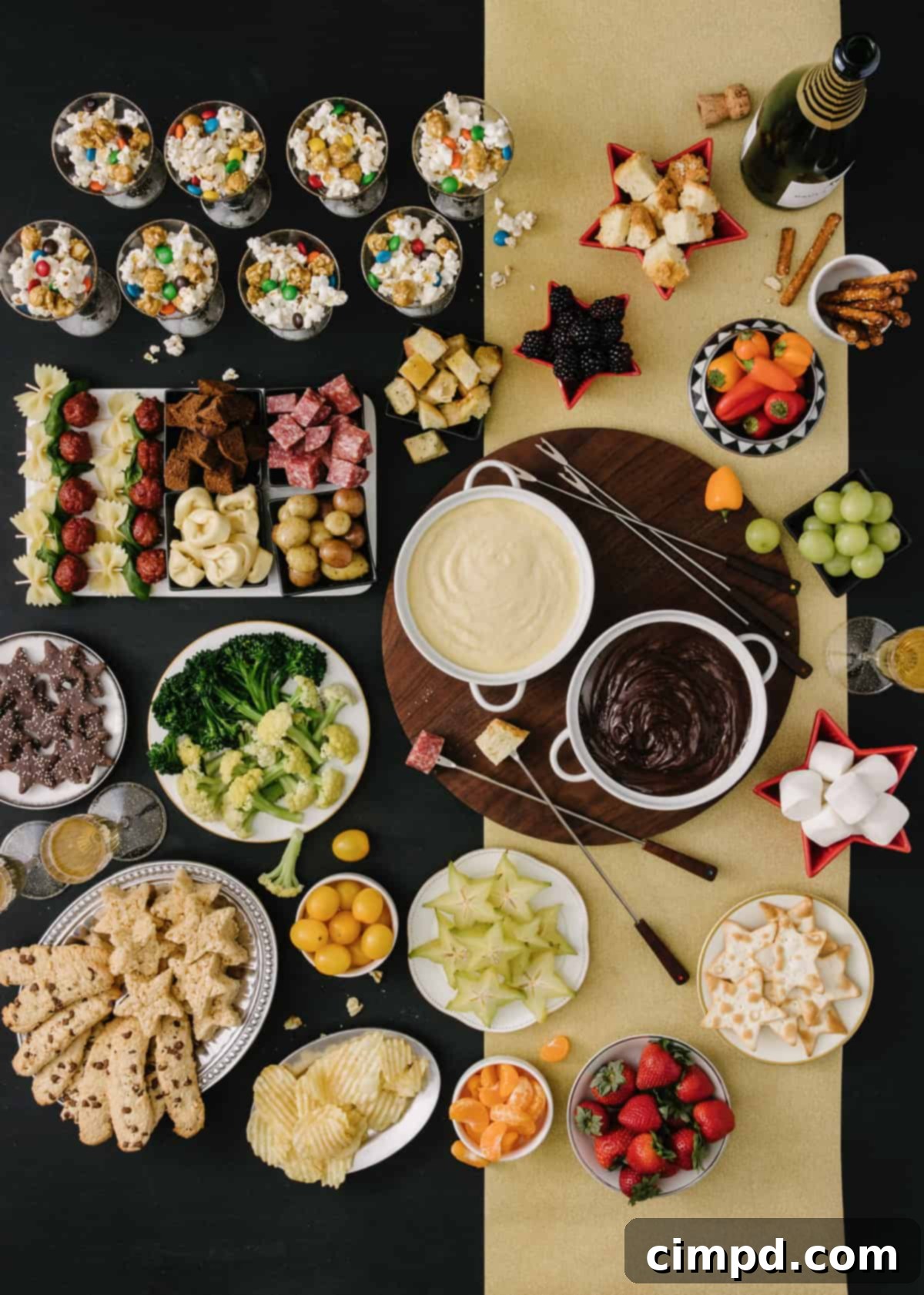 Red Carpet Bites 3 Fondue Party Spread by The BakerMama