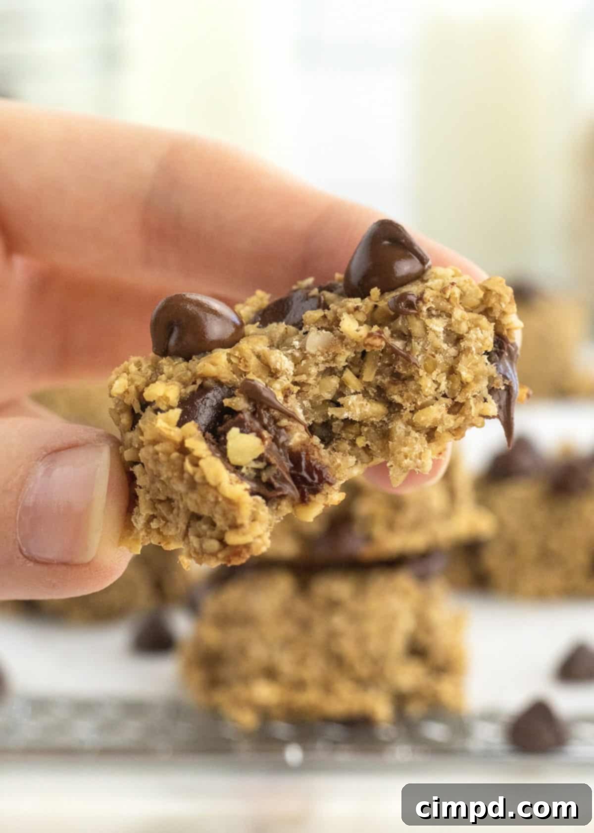 Close-up of a stack of 4-Ingredient Steel Cut Oat Cookies