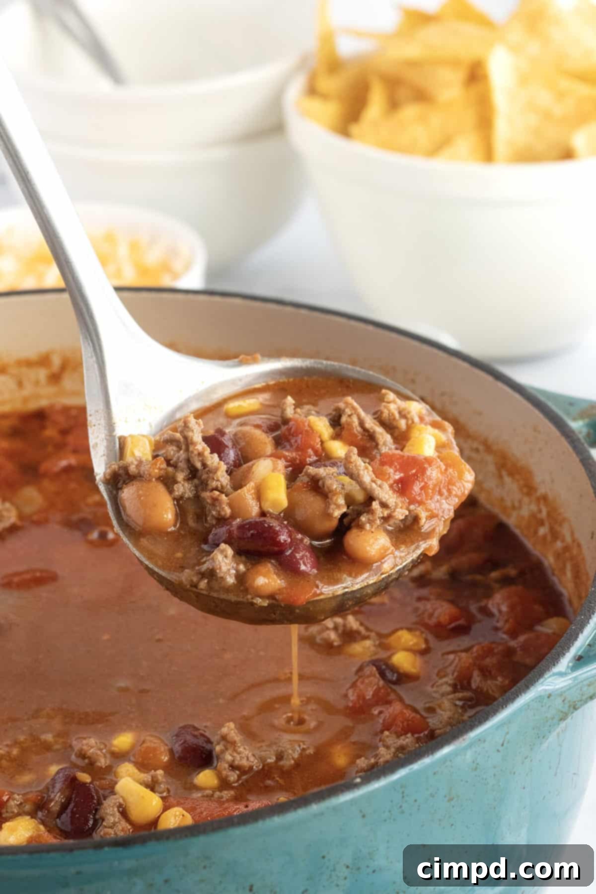 Hearty Taco Soup served in a bowl, ready to eat