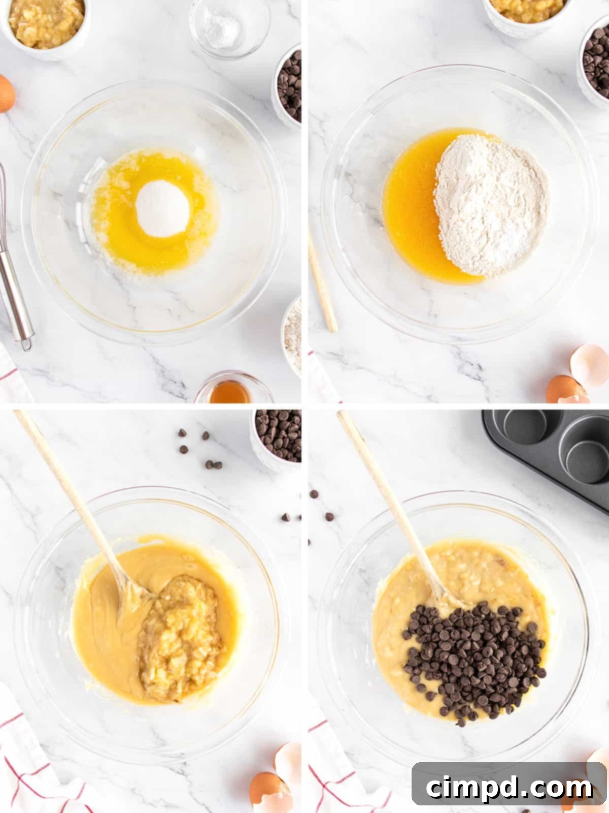 Banana Chocolate Chip Muffins by The BakerMama