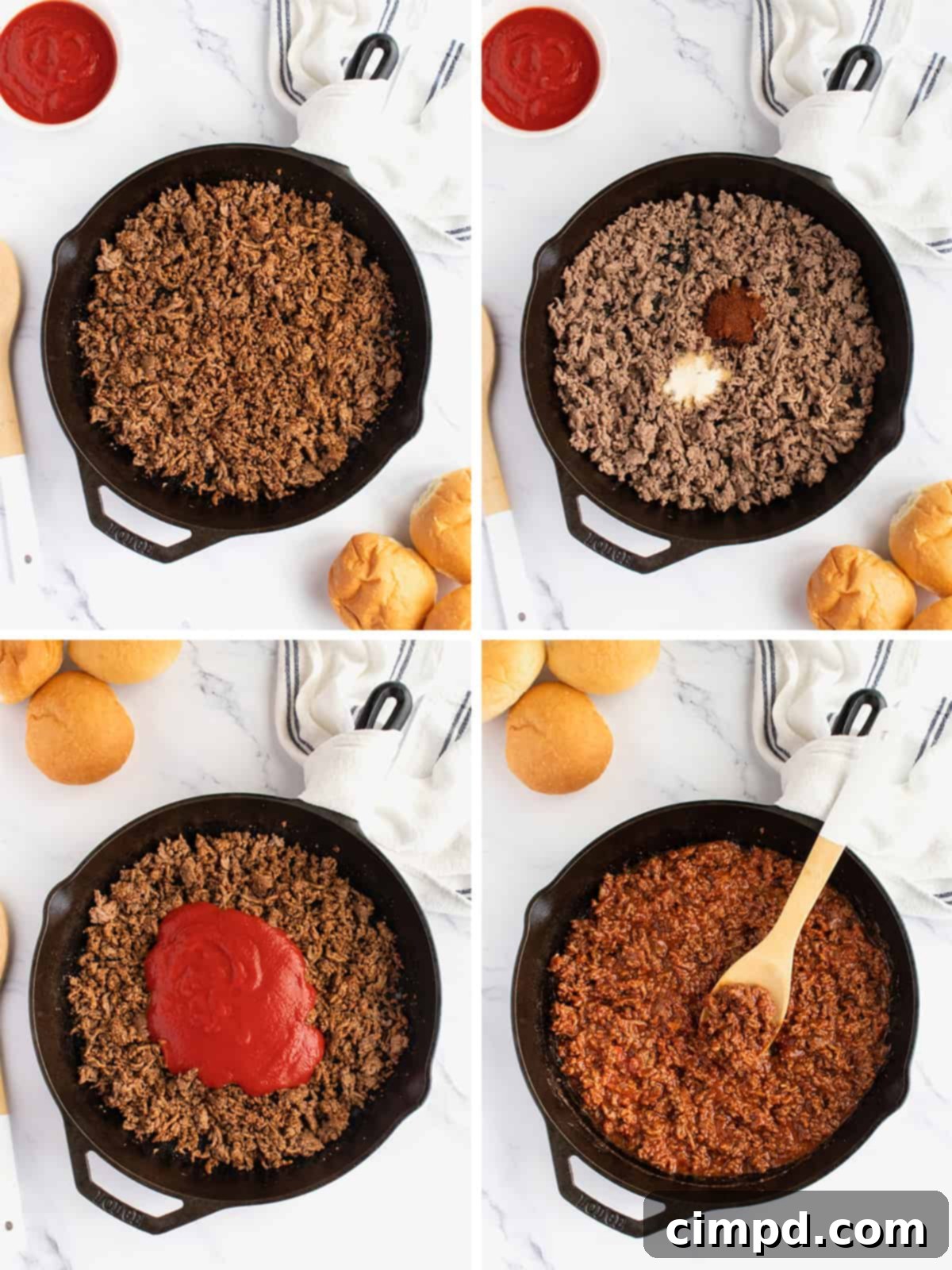 Effortless Sloppy Joes 5 Sloppy Joe Meat Cooking in a Skillet