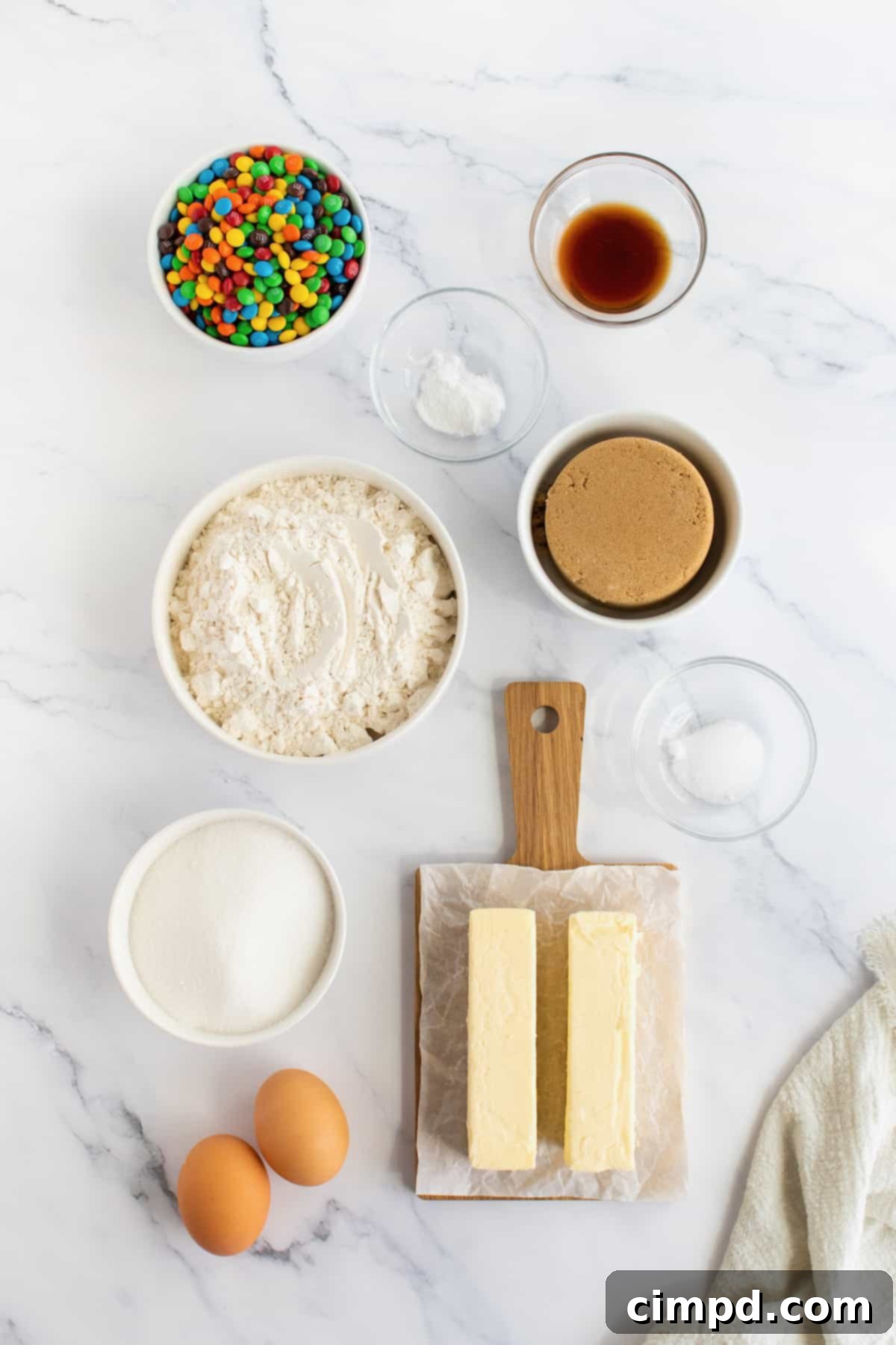 Colorful Mini M&M Cookies Stacked Artfully