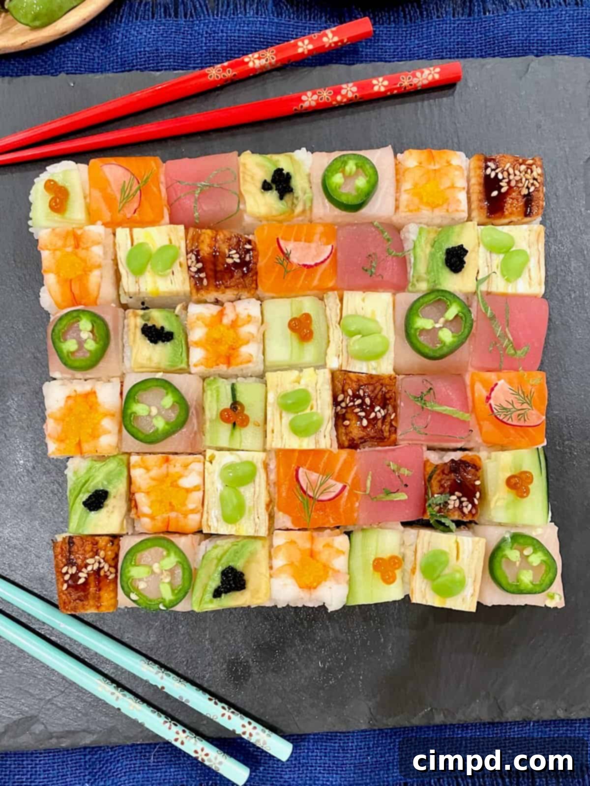 Sushi & Sangria: A Delicious Duet 6 A generous platter of assorted sushi rolls and nigiri, ready for guests to enjoy.