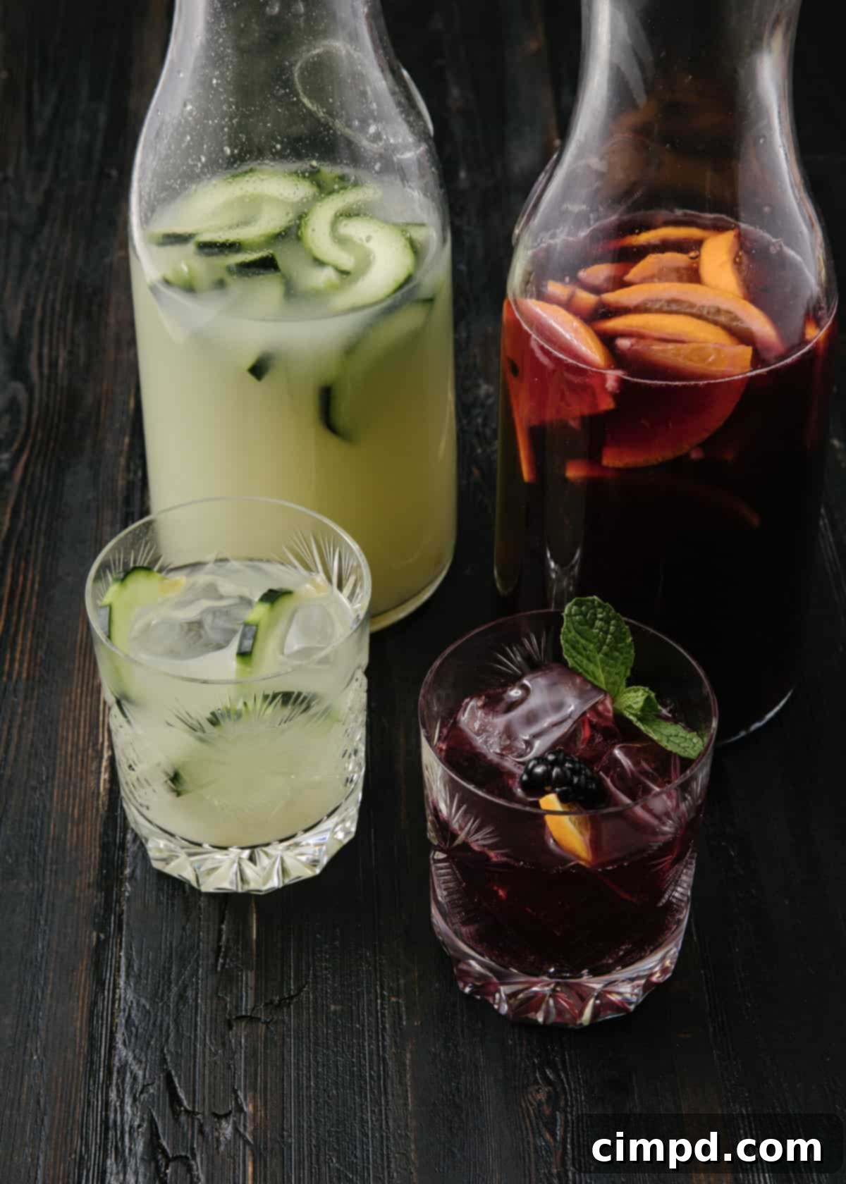 Saké Garden Sangria 2 Sushi and Sangria Spread featuring Cucumber Ginger Sake Sangria and Red Sake Sangria