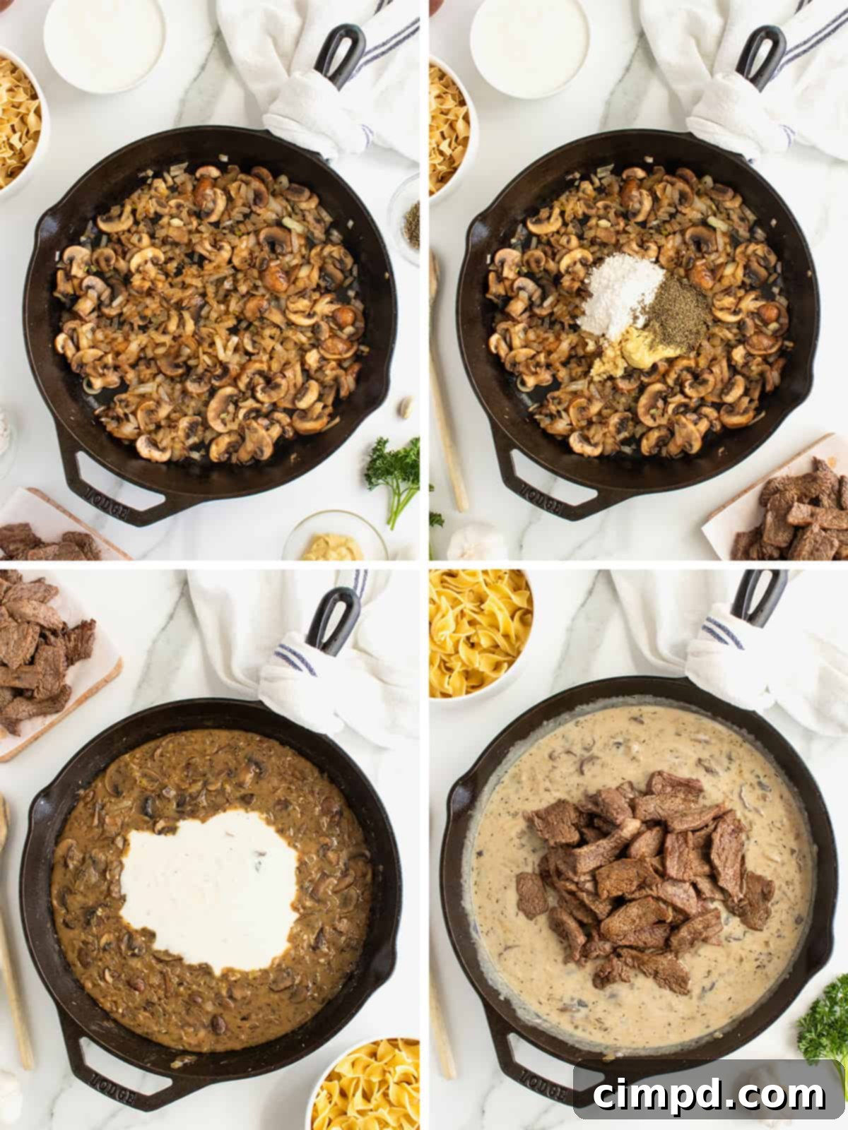 Simple Beef Stroganoff 6 Close-up of a serving of Easy Beef Stroganoff with parsley