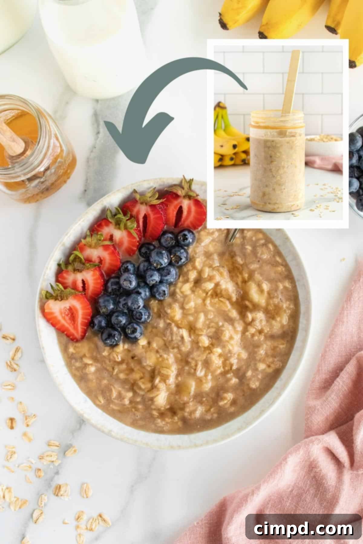 Peanut Butter Jar Overnight Oats by The BakerMama