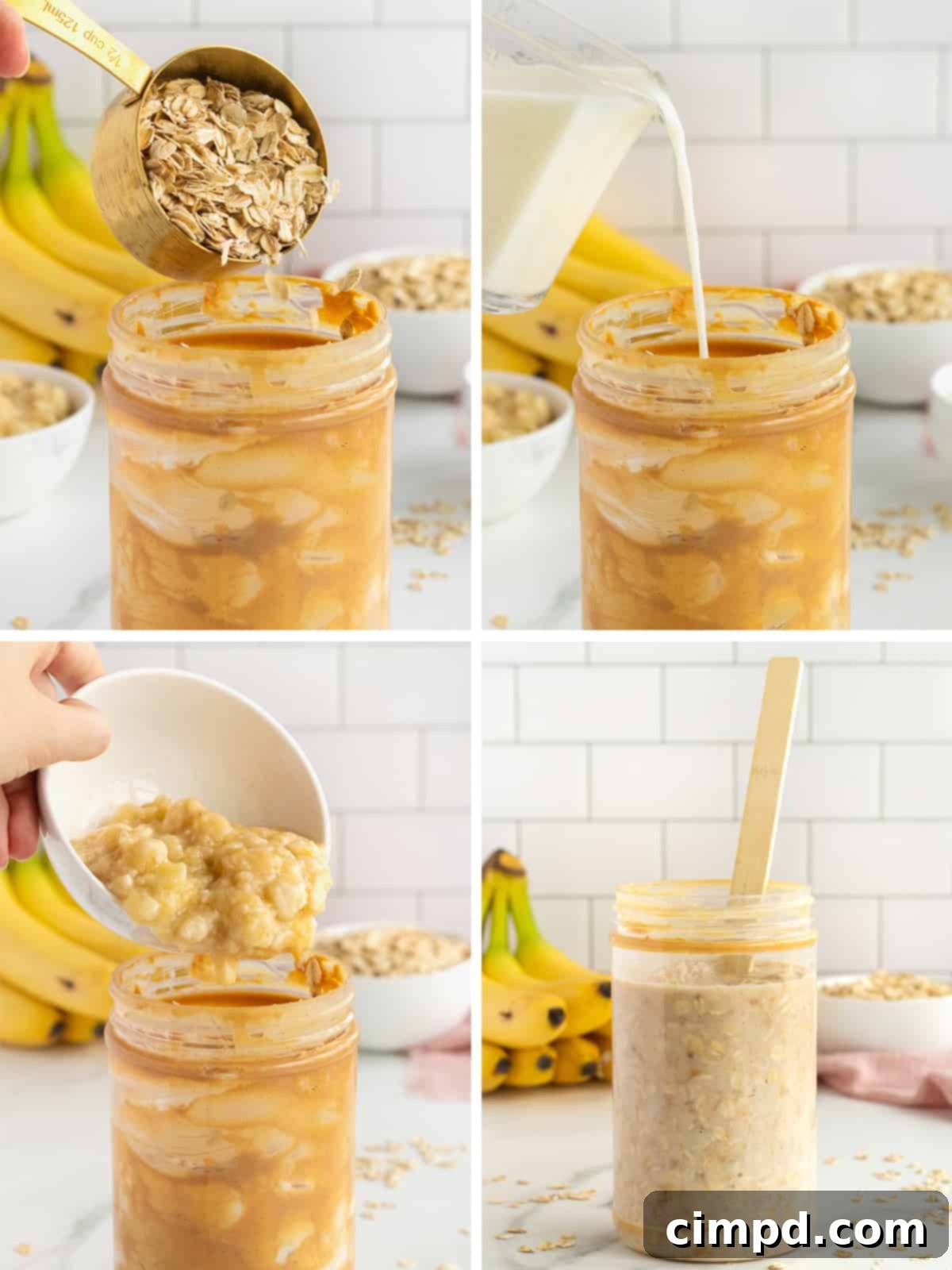 Peanut Butter Jar Overnight Oats by The BakerMama