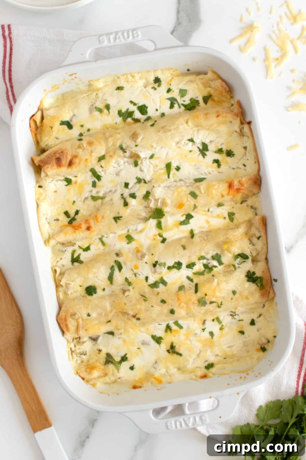 Velvet Chicken Enchiladas 6 Finished Sour Cream Chicken Enchiladas ready to serve