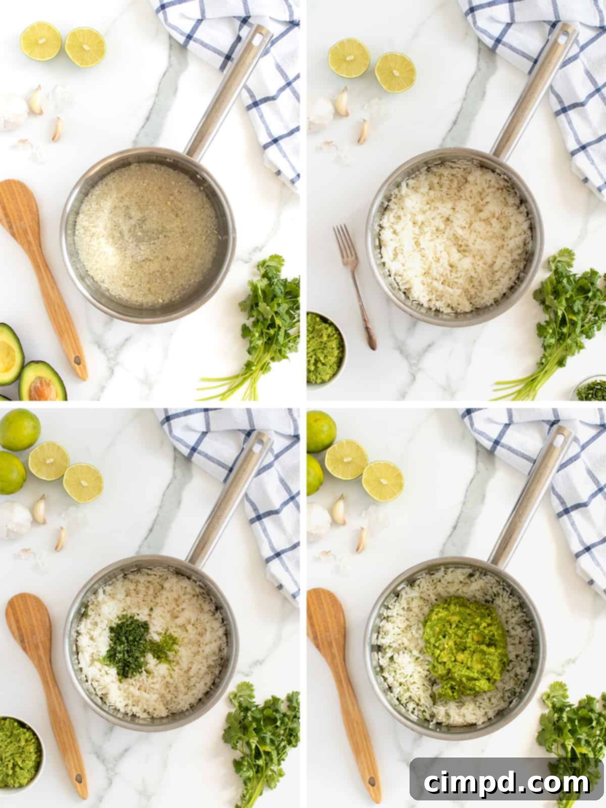 Avocado Rice Cooking Process: From Garlic Infusion to Fluffy Finish