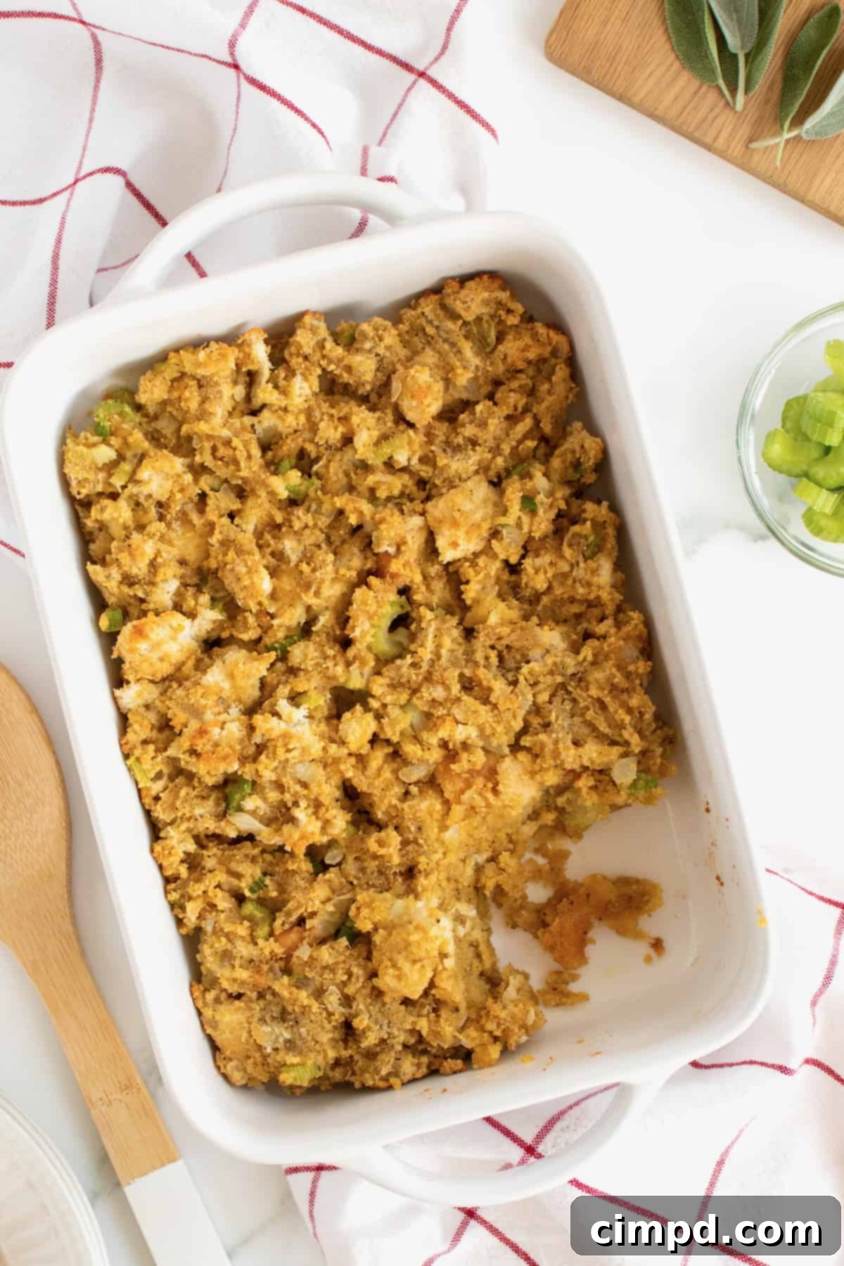 Classic Cornbread Dressing, a moist and seasoned holiday side dish