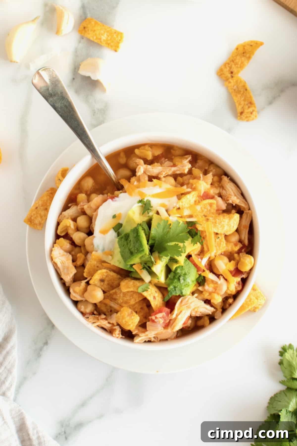 Delicious Easy Chicken Chili served in a bowl