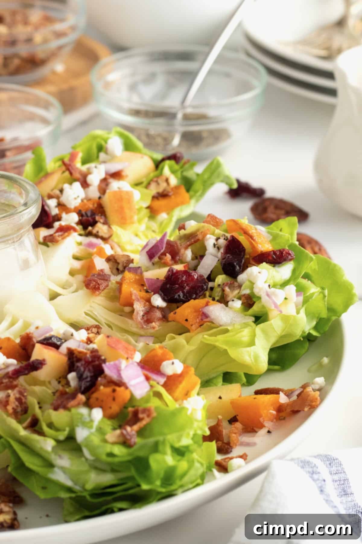 Mini Fall Wedge Salads with Goat Cheese Dressing by The BakerMama