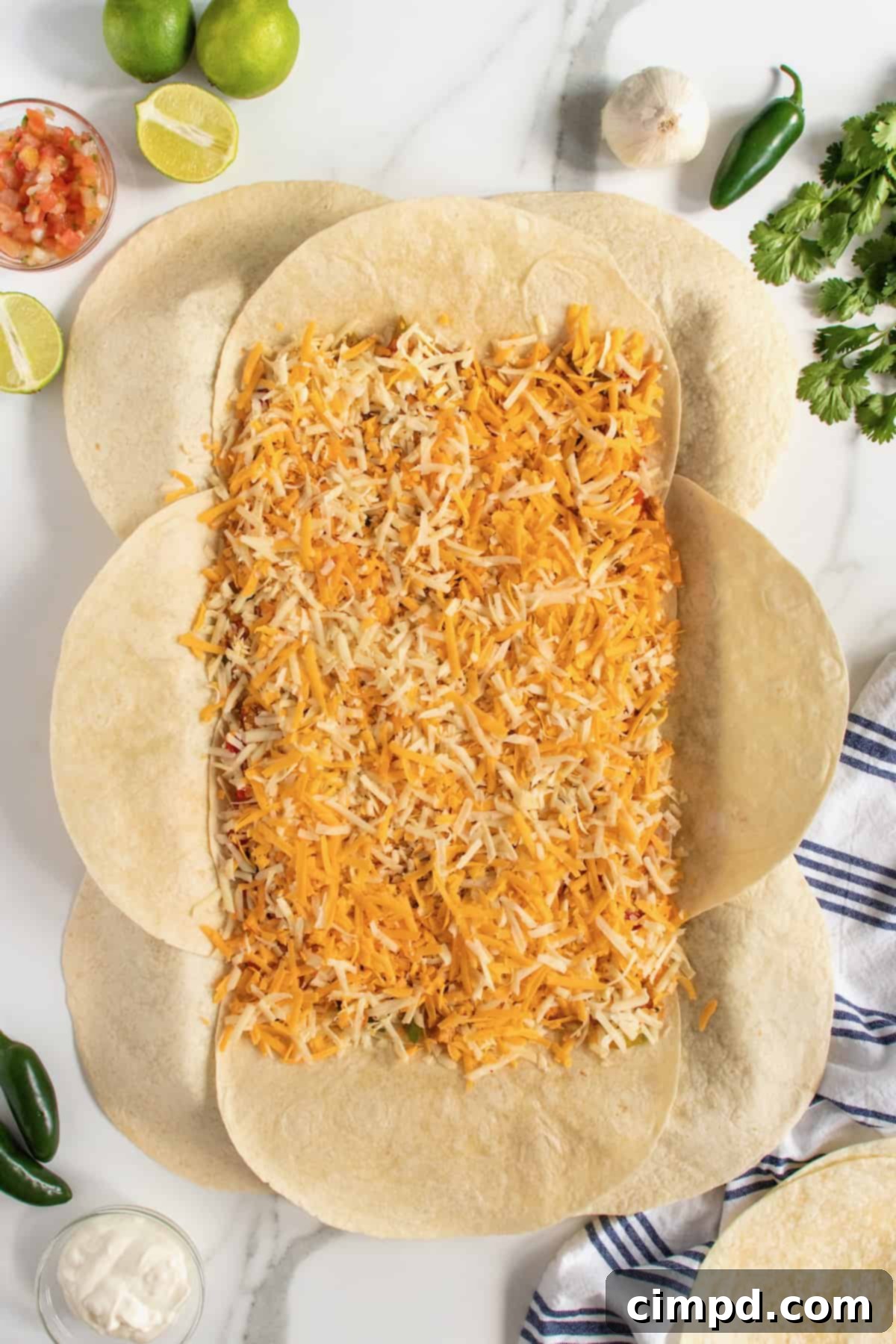 Chicken Fajita Sheet Pan Melts 7 Folding the tortilla edges to cover the quesadilla filling