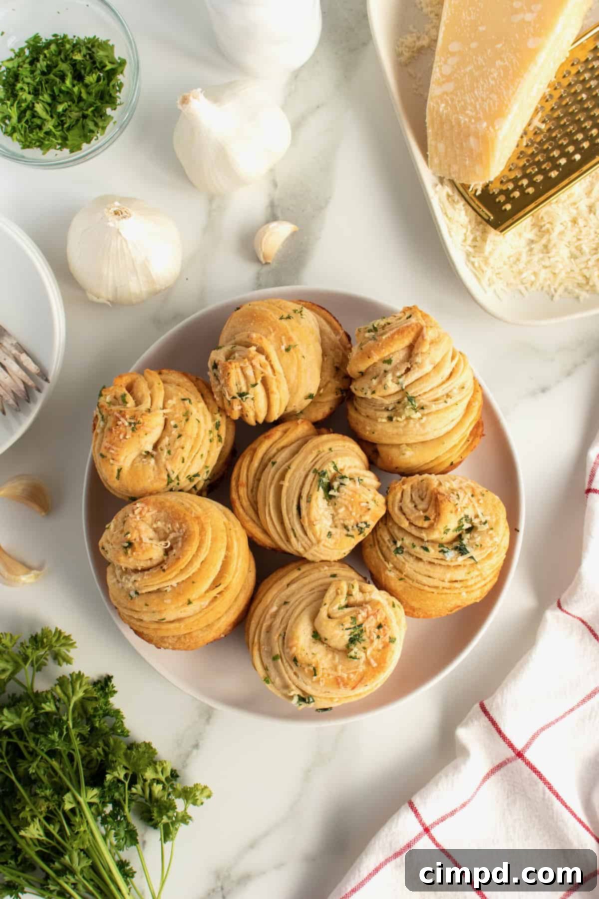 Garlic Parmesan Herb Cruffins by The BakerMama