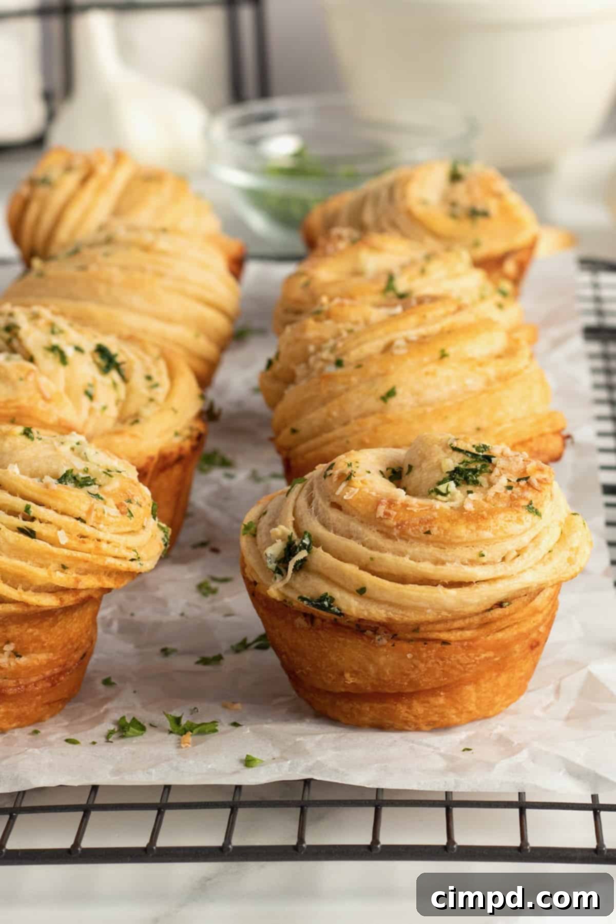 Garlic Parmesan Herb Cruffins by The BakerMama