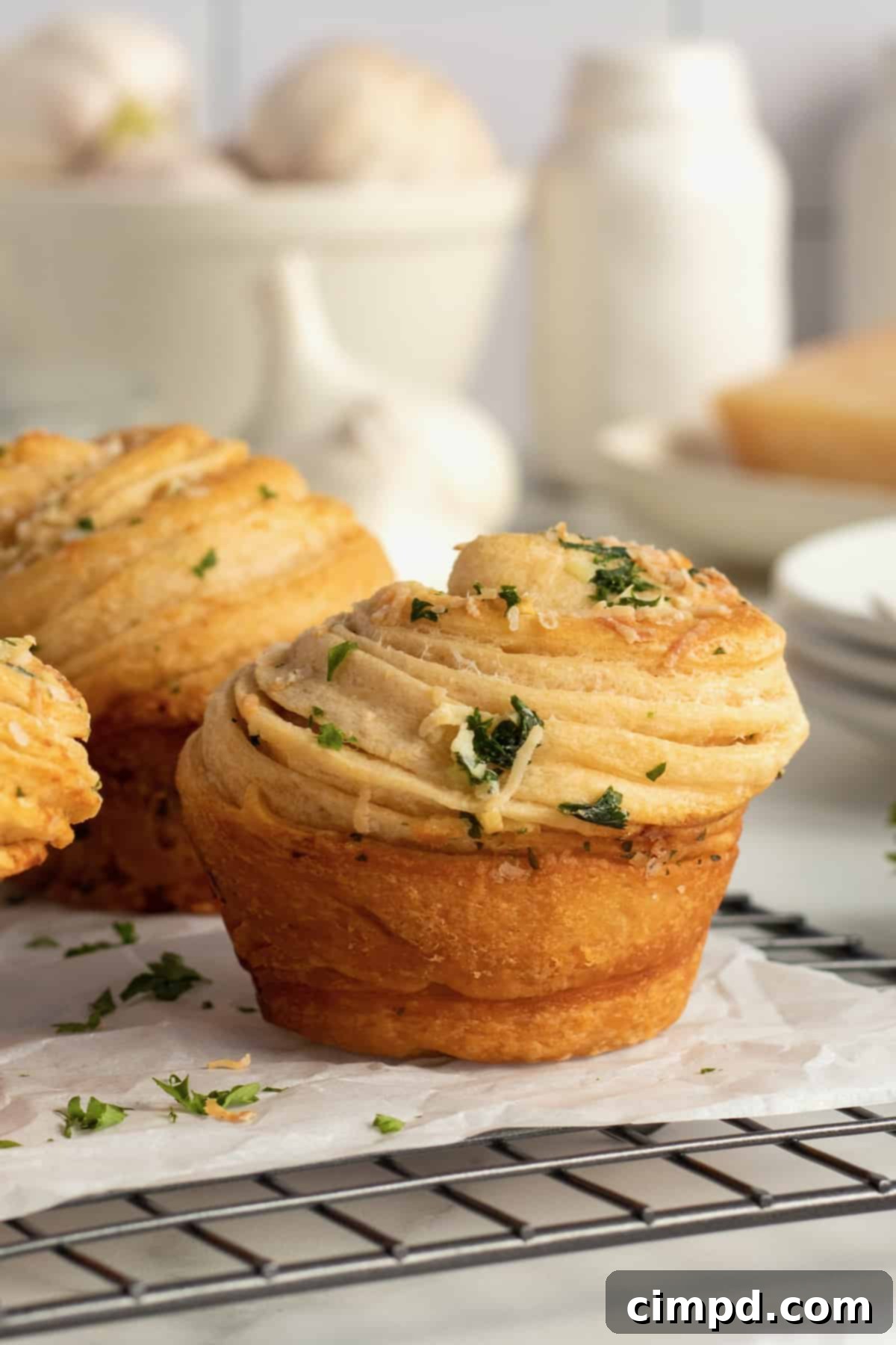 Garlic Parmesan Herb Cruffins by The BakerMama