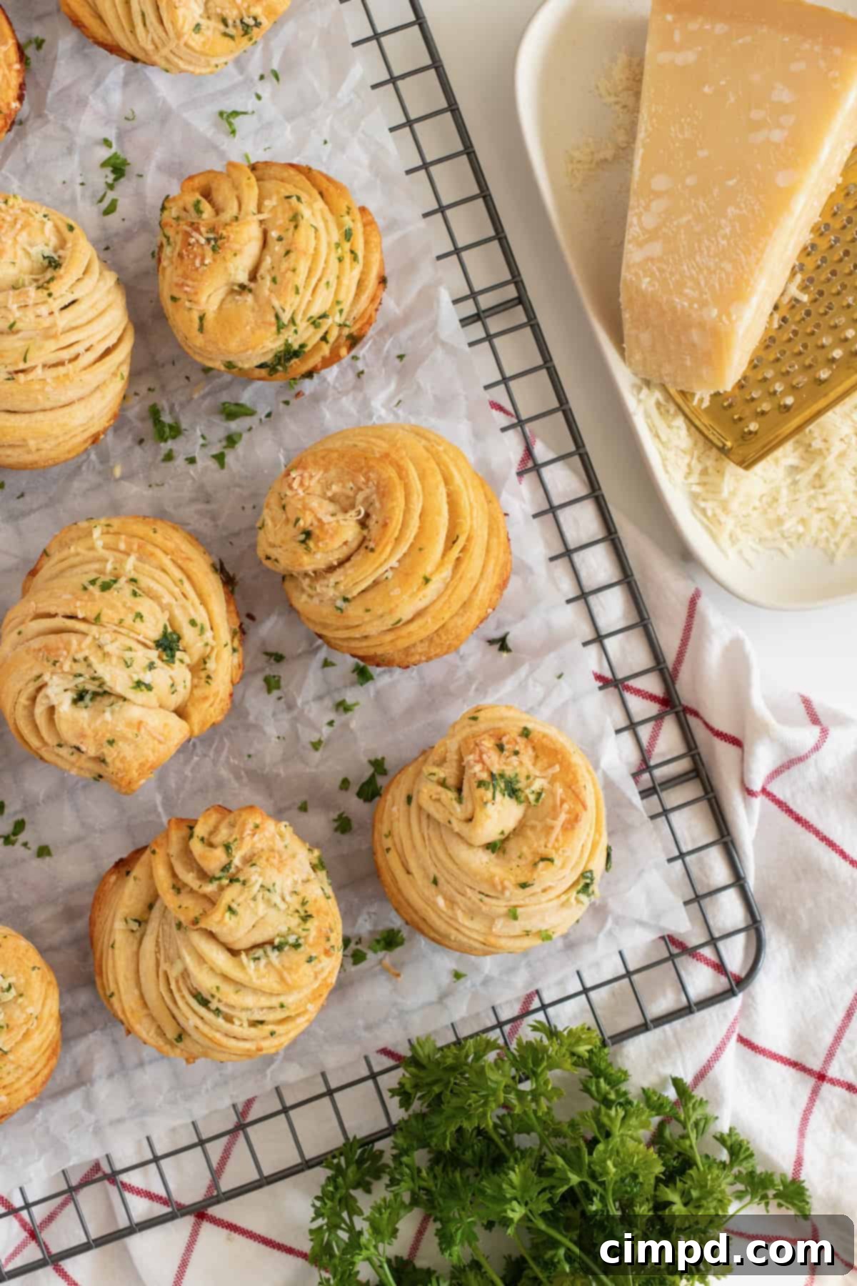 Garlic Parmesan Herb Cruffins by The BakerMama