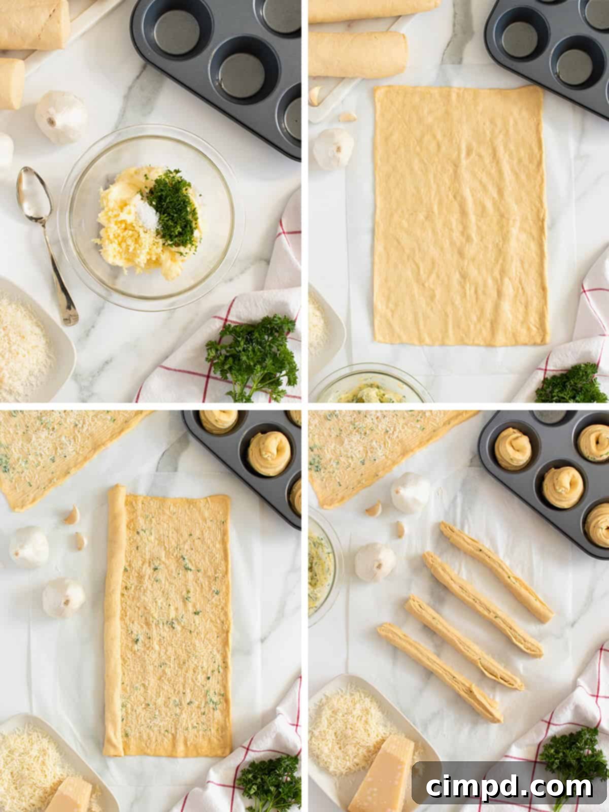 Garlic Parmesan Herb Cruffins by The BakerMama