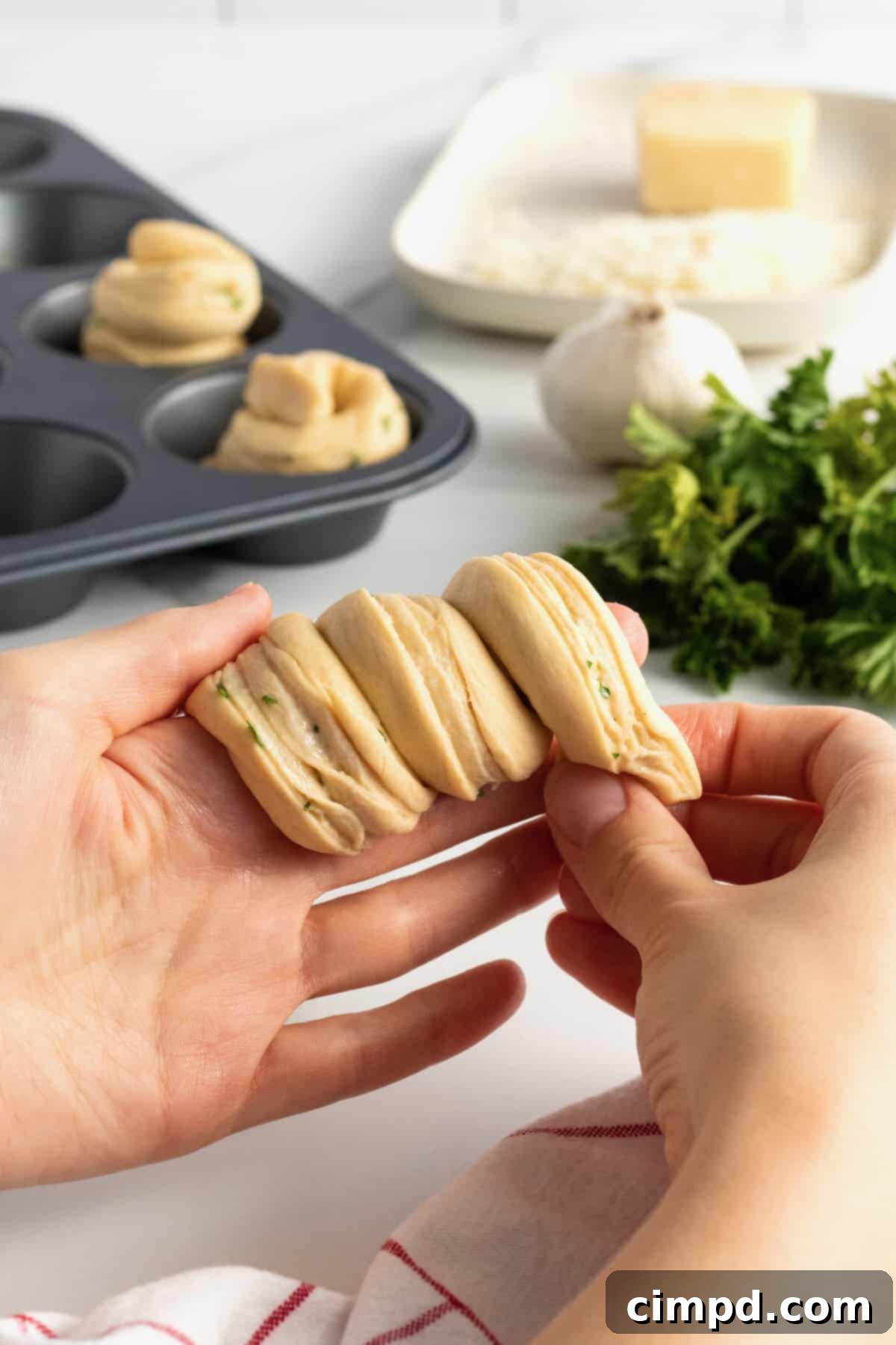 Garlic Parmesan Herb Cruffins by The BakerMama