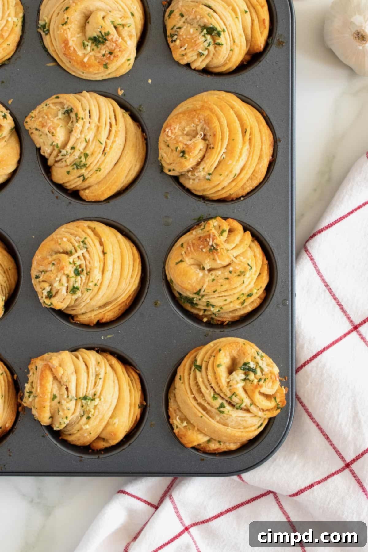 Garlic Parmesan Herb Cruffins by The BakerMama