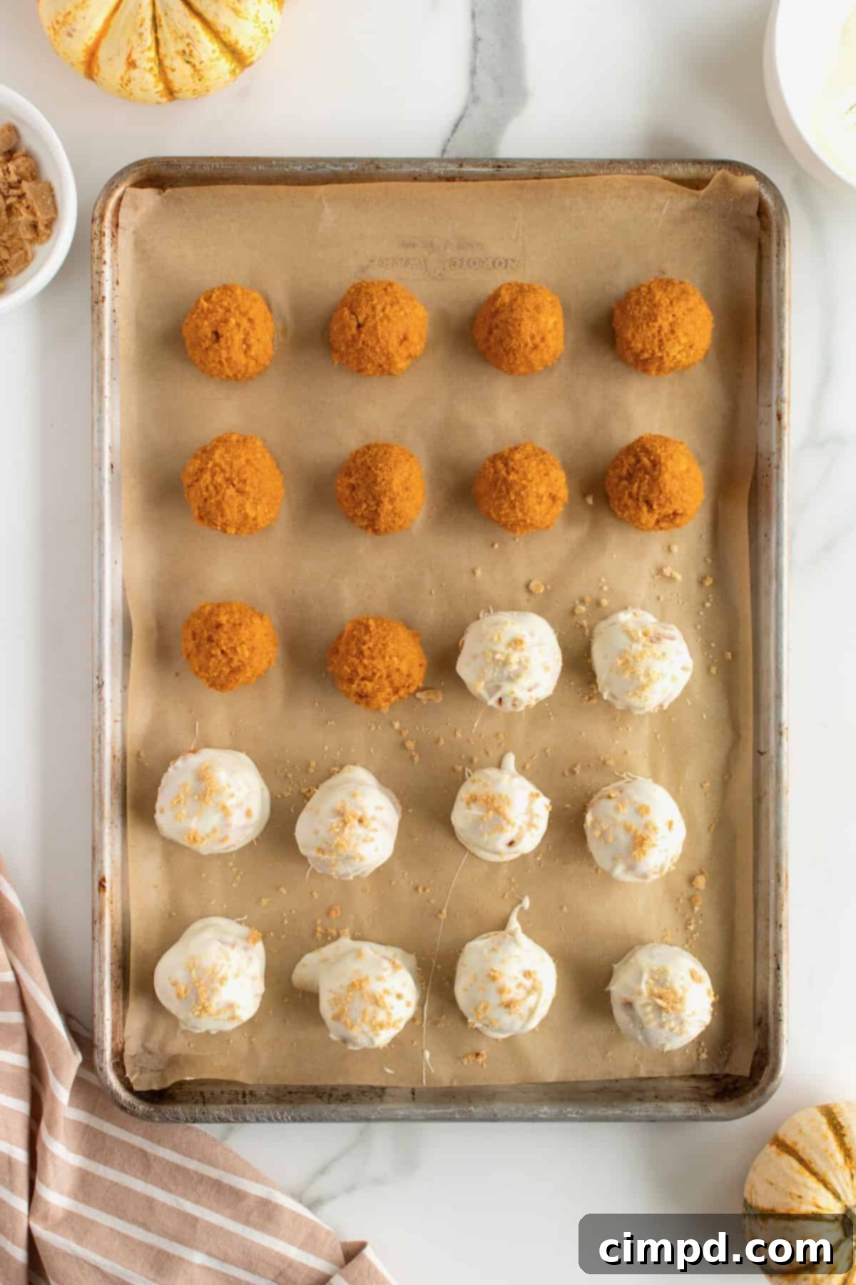 Pumpkin Pie Truffles Garnished with Pie Crust Crumbs