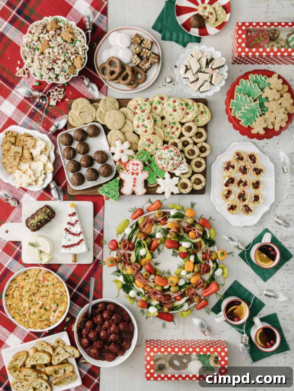 Holiday Cookie Exchange Spread from Spectacular Spreads Cookbook - a beautifully curated Holiday Cookie Exchange Spread, showcasing an array of treats and savory options.