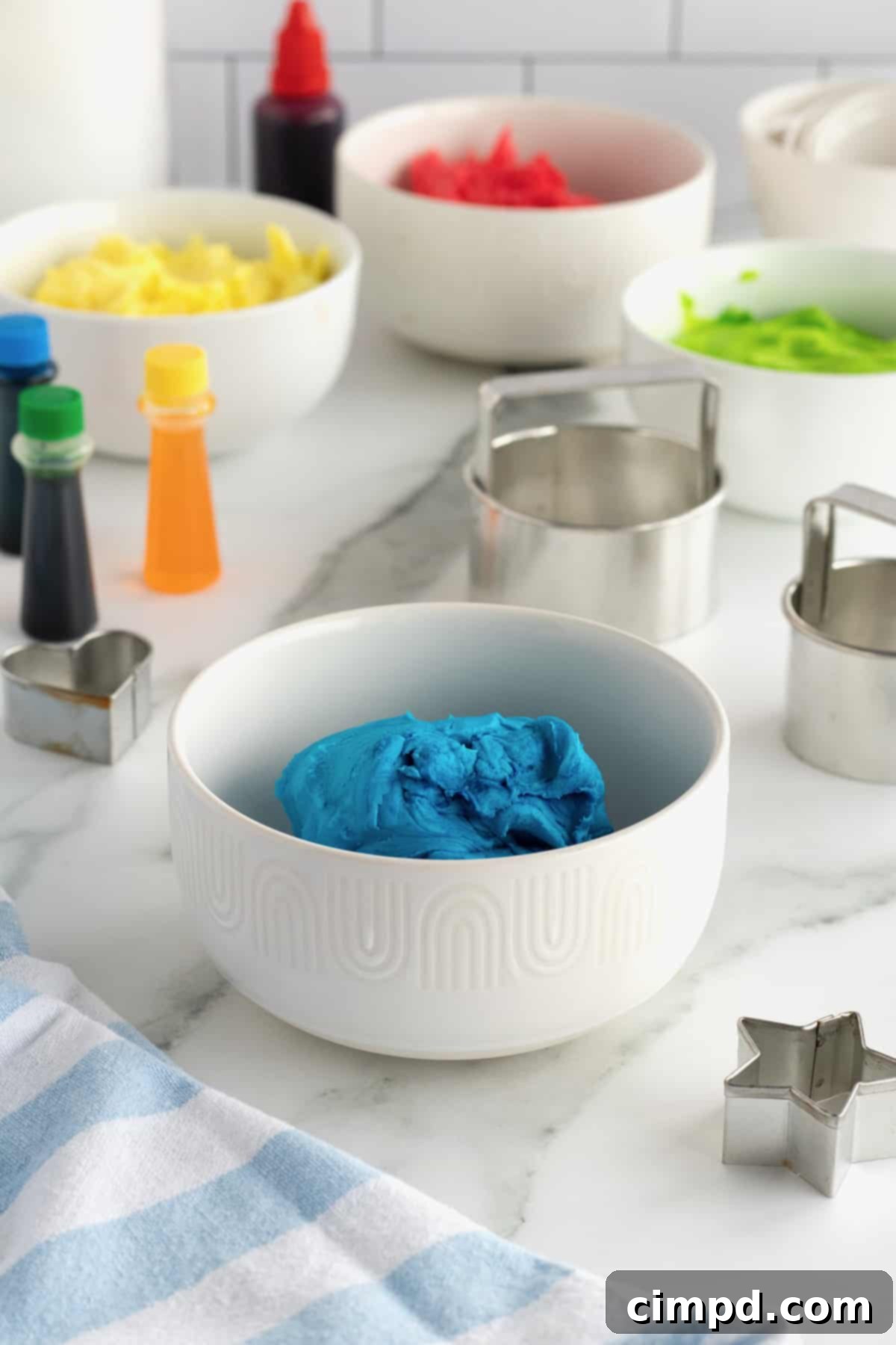 Edible play dough stored in an airtight container