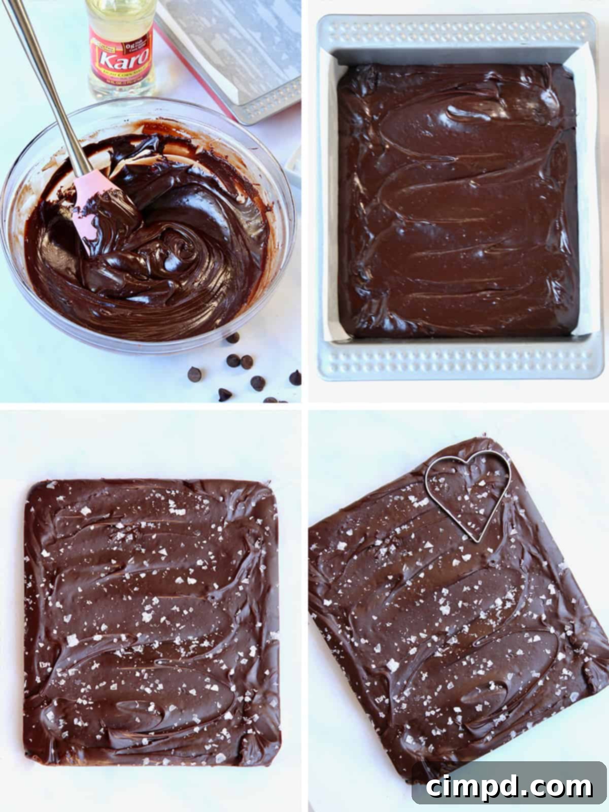 Step-by-step process of making Dark Chocolate Fudge with Sea Salt