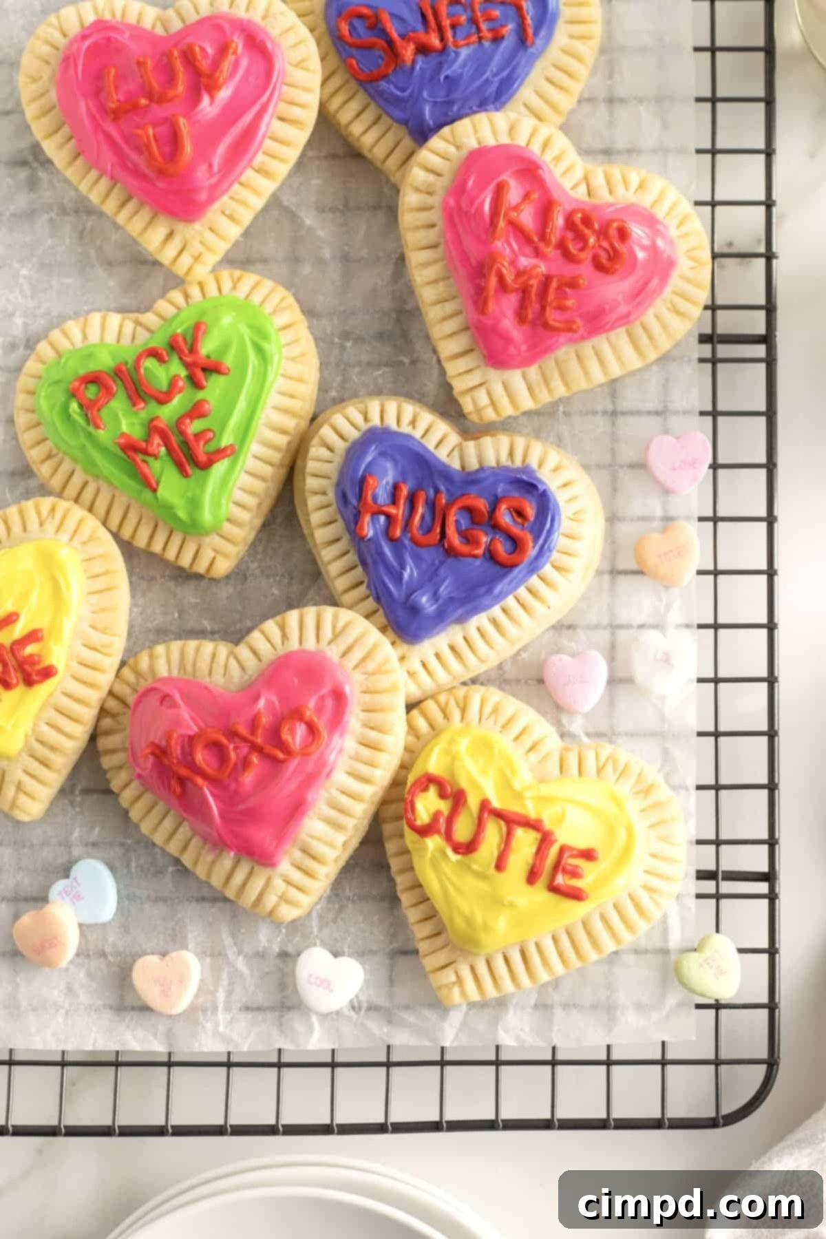 Homemade Conversation Heart Pop Tarts for Valentine's Day by The BakerMama