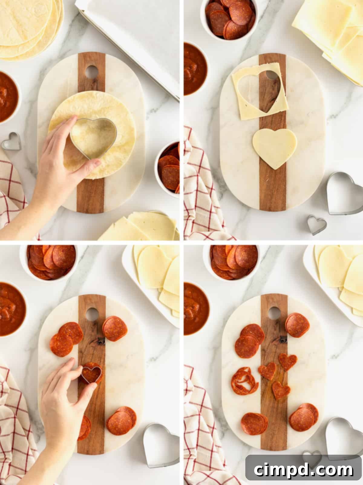 Heart Shaped Tortilla Pizzas by The BakerMama