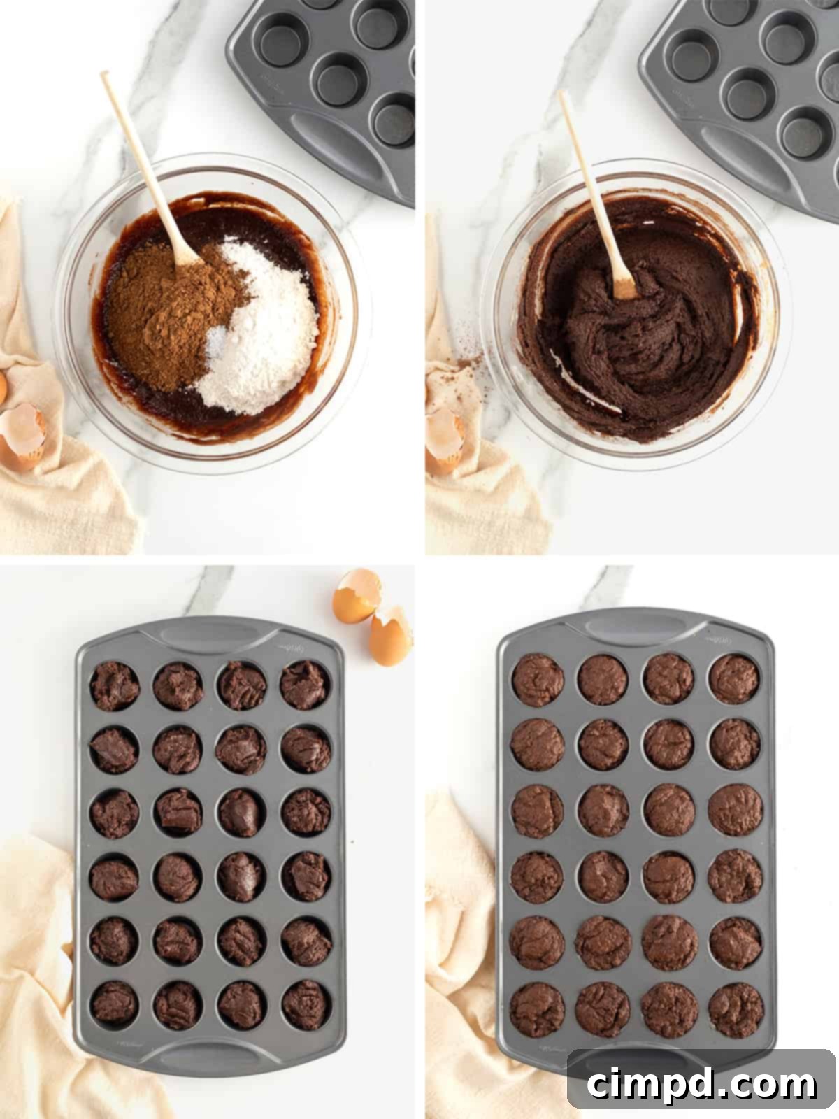 Easy Fudgy Brownie Bites 7 Close-up of a perfectly baked brownie bite with a shiny, crackly top.