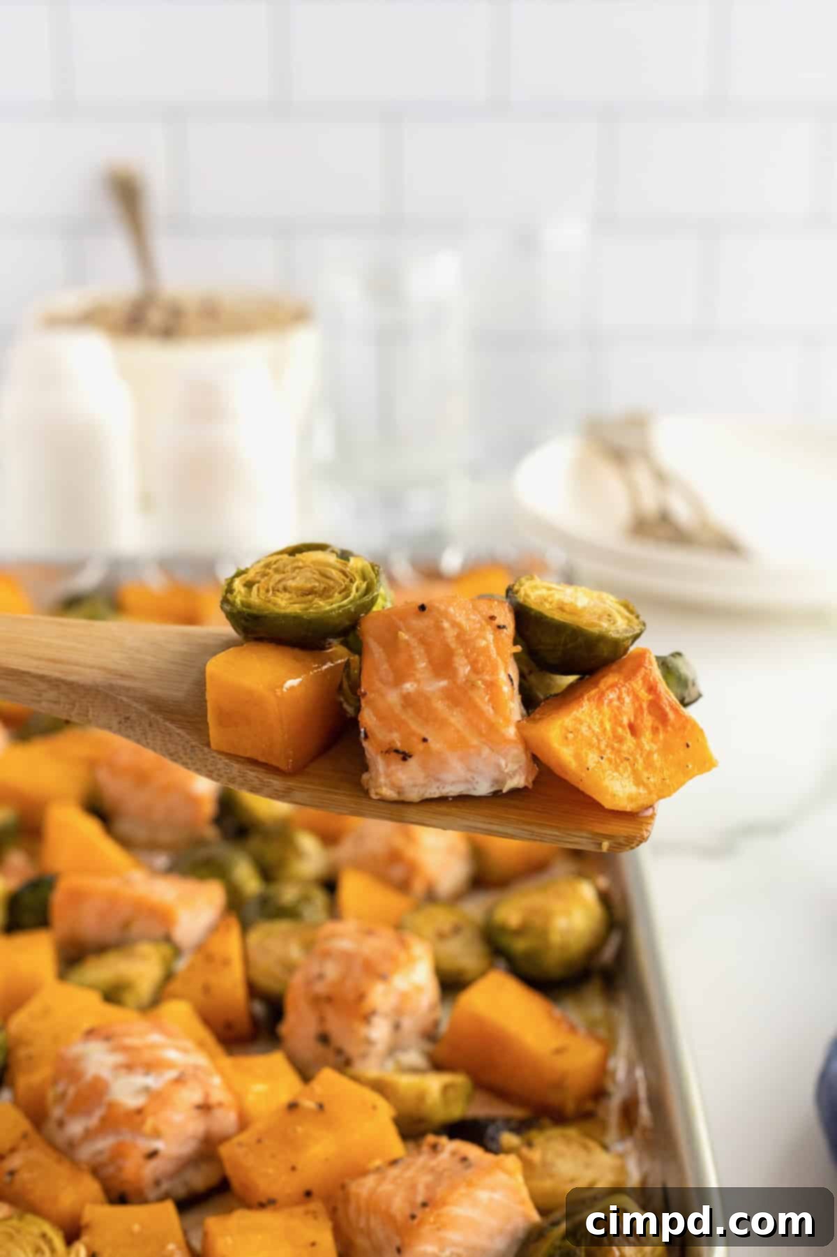 One Pan Salmon Bites with Roasted Vegetables 5 Sheet Pan Salmon Bites with Roasted Vegetables by The BakerMama