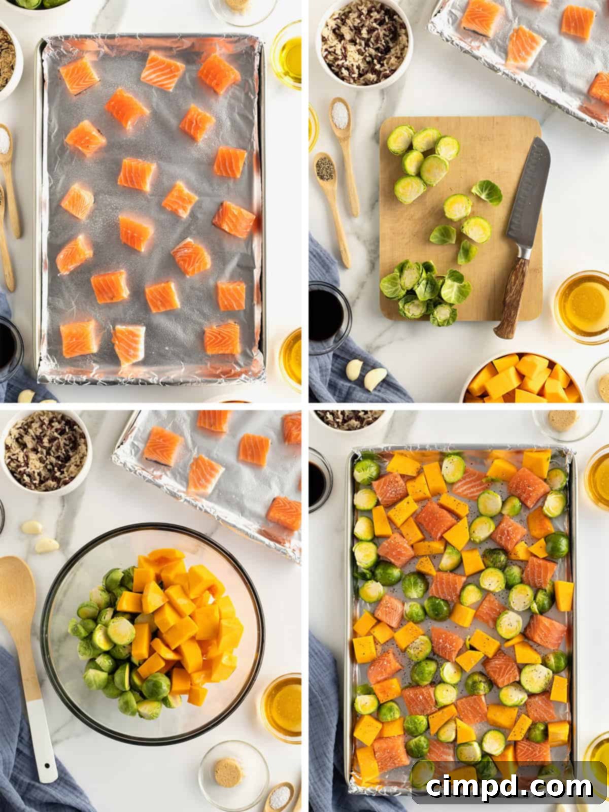 One Pan Salmon Bites with Roasted Vegetables 7 Sheet Pan Salmon Bites with Roasted Vegetables by The BakerMama