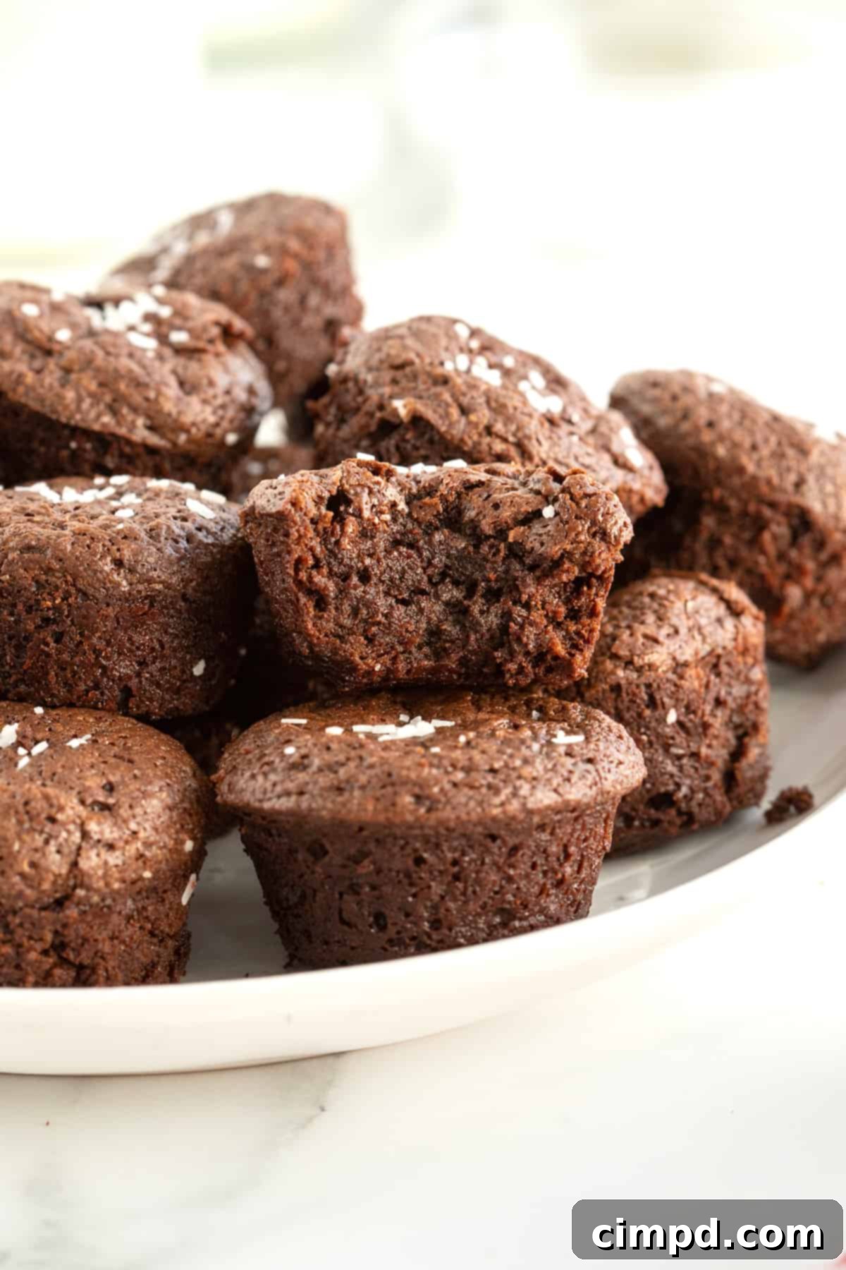 Close-up of a Flourless Fudge Brownie Bite, showcasing its rich, chewy texture